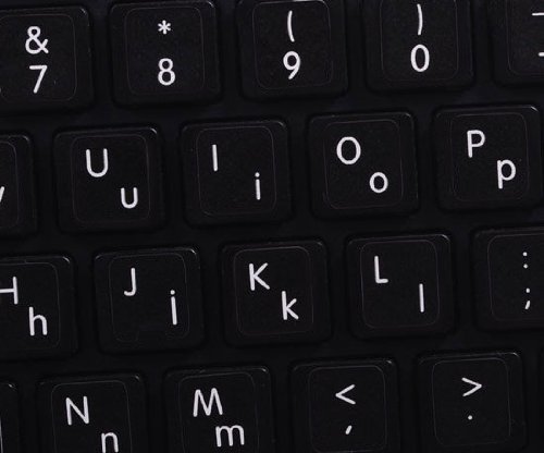 English Alphabet Keyboard Stickers (Upper & Lower Case) - Black Background Non-Transparent - Compatible with Apple MacBook | Perfect for Typing, Coding & Office Work