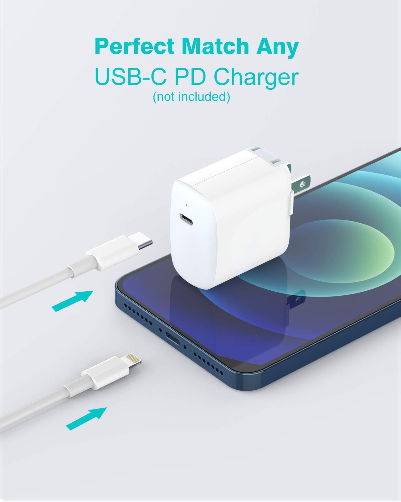 Apple MFi Certified USB C to Lightning Cable 2M - Fast Charging Cord for iPhone 13/12/11/X/8 & iPad - Durable Nylon Braided USB-C Charger for Home, Office & Travel Use