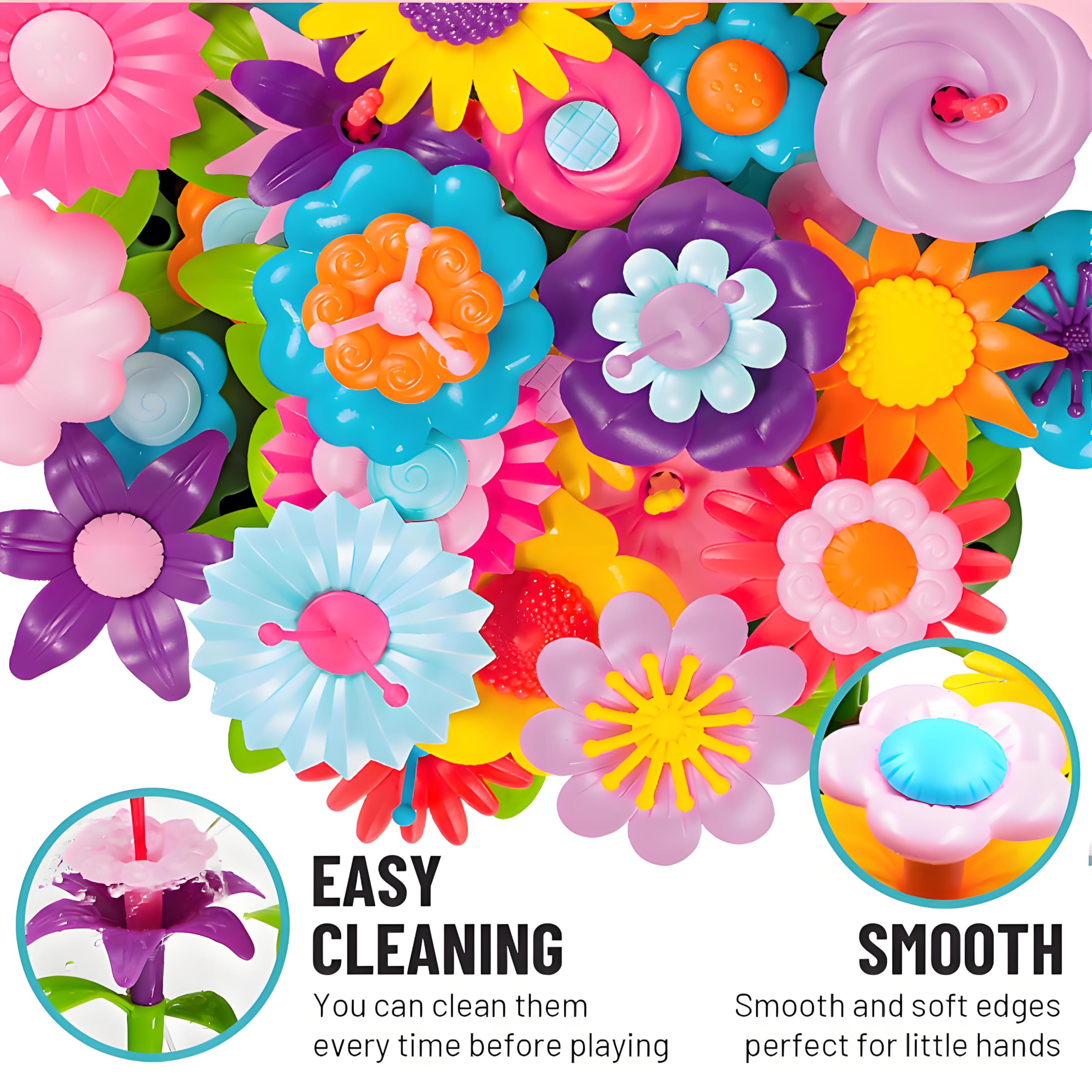 FUNZBO Flower Garden Building Toys Set - STEM Montessori Educational Sorting & Stacking Toy for Toddlers Age 2-6, Perfect Easter & Birthday Gift for Girls | Creative Spring Gardening Play for Preschool Learning