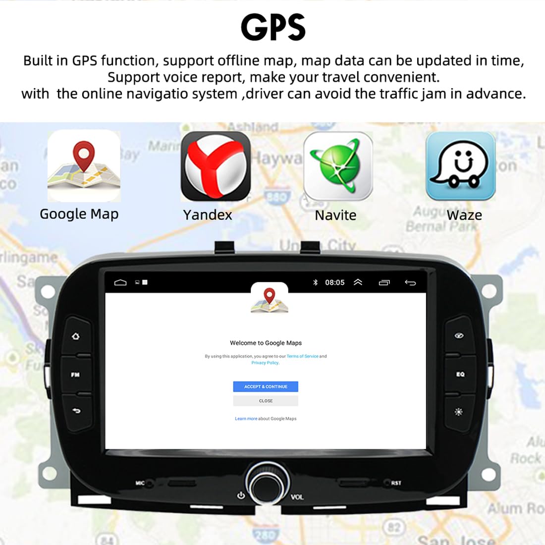 BOOMBOOST 7 Inch 2 Din Android 11 Car Stereo for Fiat 500 2016-2019 | Wireless CarPlay & Android Auto | Bluetooth FM WiFi GPS Mirror Link | Touch Screen Car Radio for Road Trips & Daily Commute
