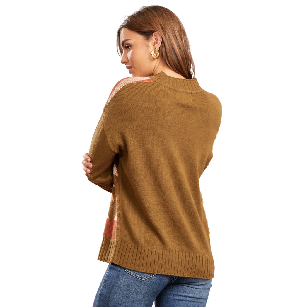 Andree Unit Women's Aztec Jacquard Sweater | Cozy Knit Pullover for Fall & Winter | Perfect for Casual Outfits, Office Wear & Holiday Gatherings