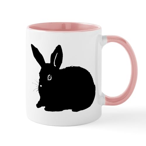 White/Pink Inside - Bunny Silhouette Mugs