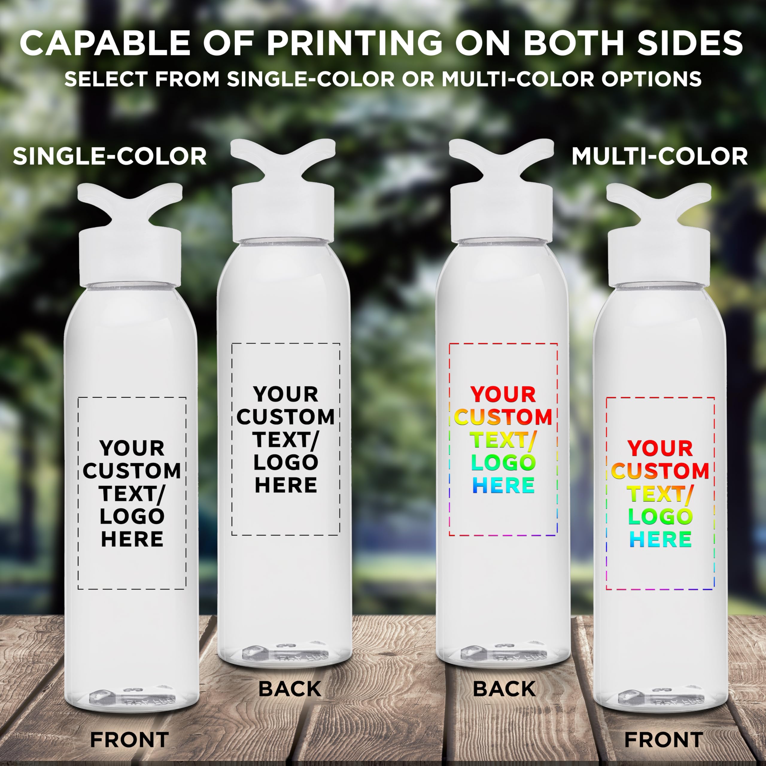 Custom 22oz Tritan Plastic Water Bottles - Personalized with Text/Logo - 50 Pack Bulk Reusable Sports Bottles for Gym, Office & Outdoor Activities - BPA-Free White Water Bottles Wholesale