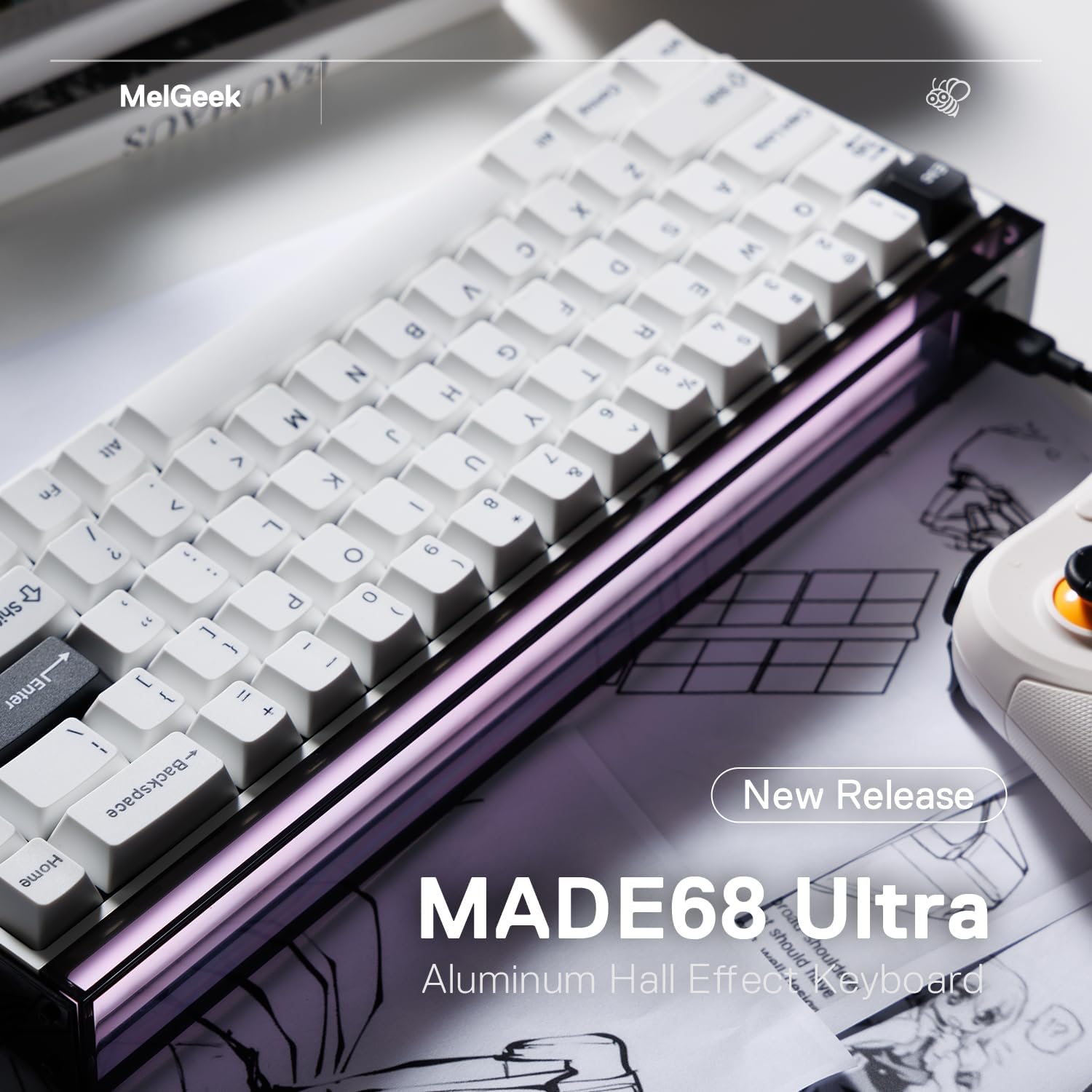 MelGeek MADE68 Gaming Keyboard - Hall Effect Magnetic Switches, RGB, Hot-Swappable for PC Gaming & Typing