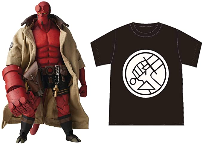 1000toys (Sen Toys) Hellboy 1/12 Scale Action Figure with PX Preview Exclusive BPRD Shirt - Collectible Anime Model for Display & Cosplay