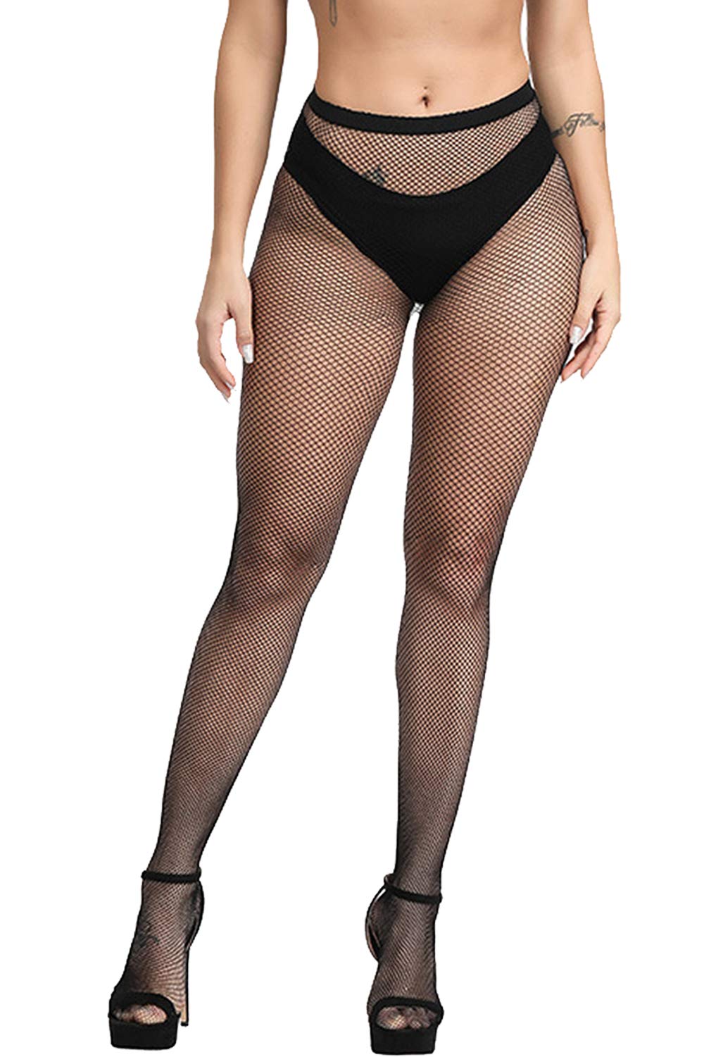 Confonze Women's Fishnet Stockings - High Waist Sexy Sheer Mesh Pantyhose Tights for Party, Halloween, Cosplay & Night Out