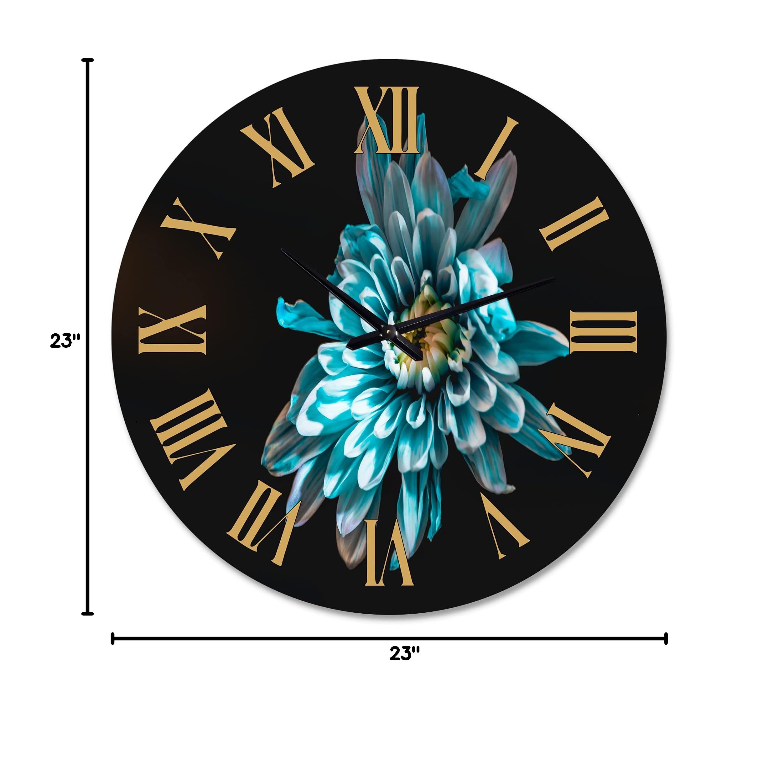 Blue and White Floral Wall Clock - Large Traditional Design for Living Room, Bedroom & Office Decor | Elegant Home & Office Timepiece