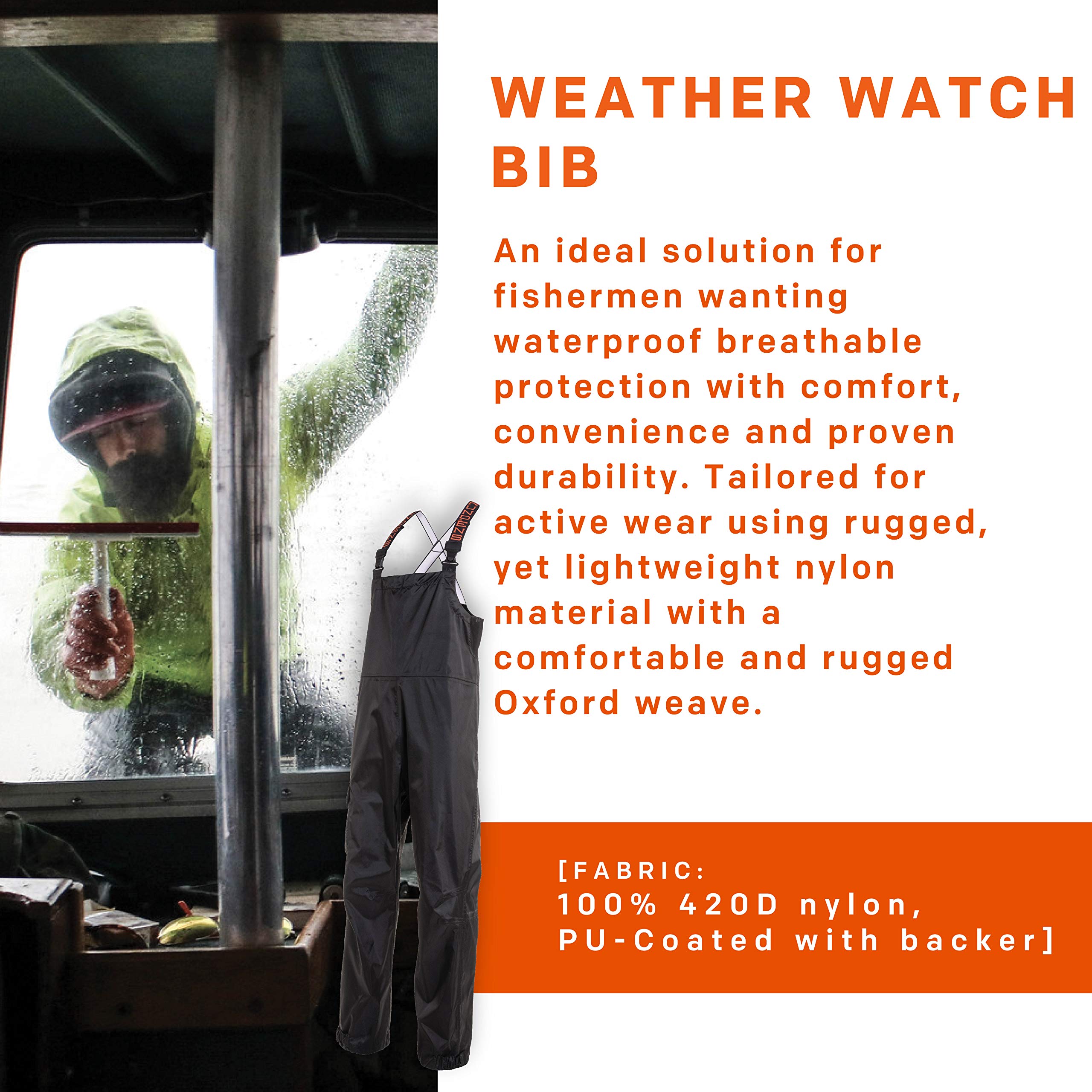 Grundéns Men's Weather Watch Fishing Bib Pants - Waterproof & Durable for Cold Weather Fishing & Outdoor Work