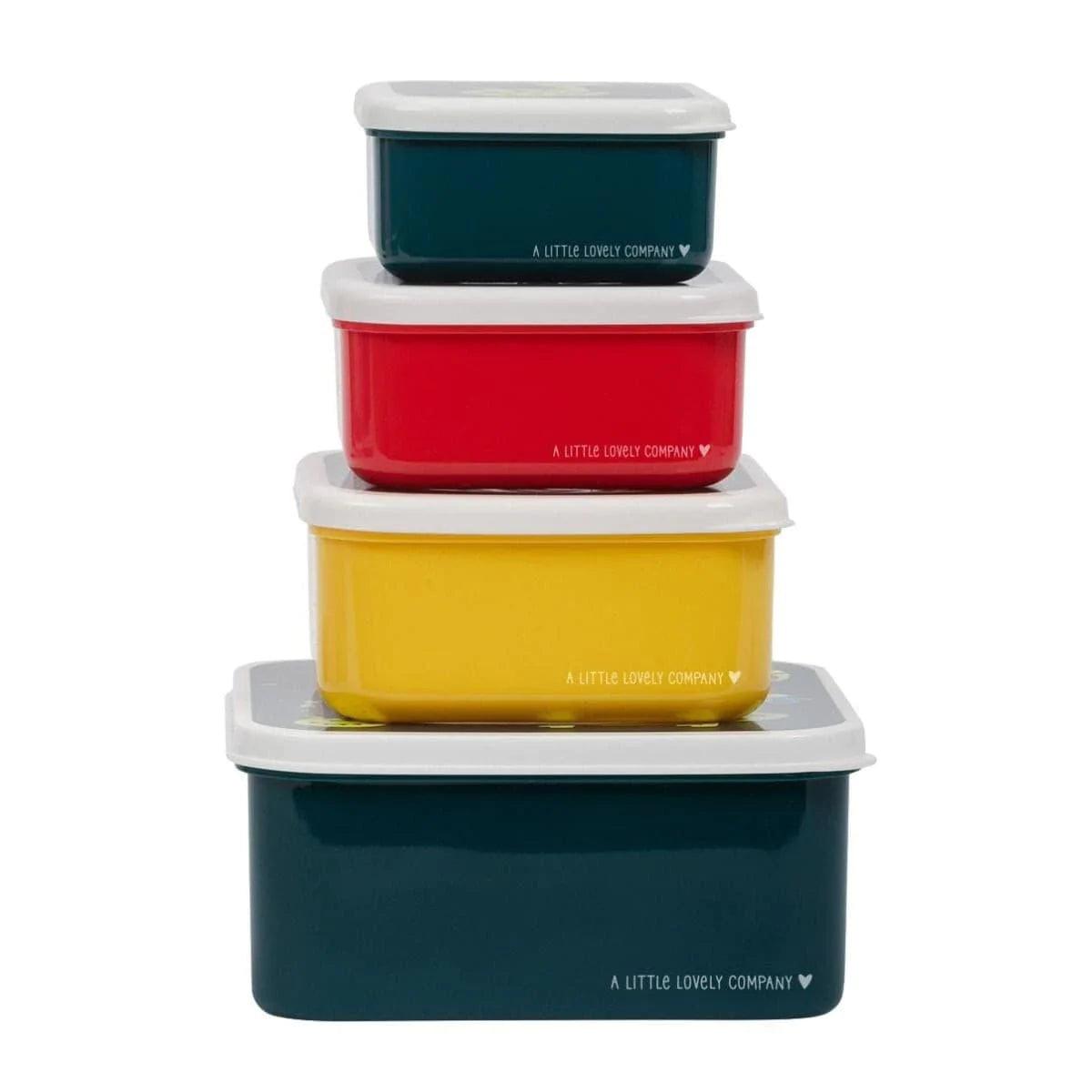 A Little Lovely Company Lunch & Snack Box Set - Reusable Bento Box with Tiger Design | Perfect for Office Meals, School Lunches & Picnics