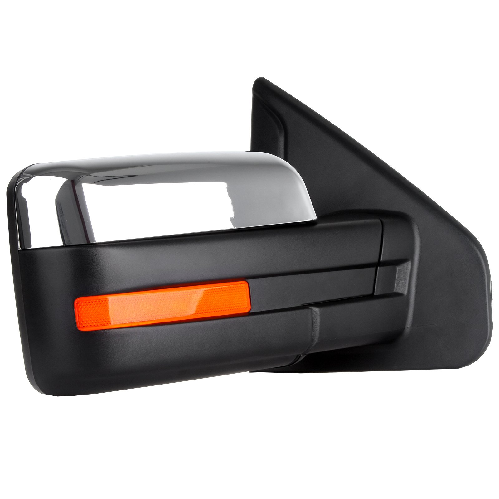 CCiyu Power-Adjusted Heated Towing Mirror with Turn Signal & Puddle Light - Right Side (RH) Chrome Replacement for Ford F150 (2004-2014) & F250 (1997-1999) - Perfect for Towing, Night Driving & Off-Road Adventures