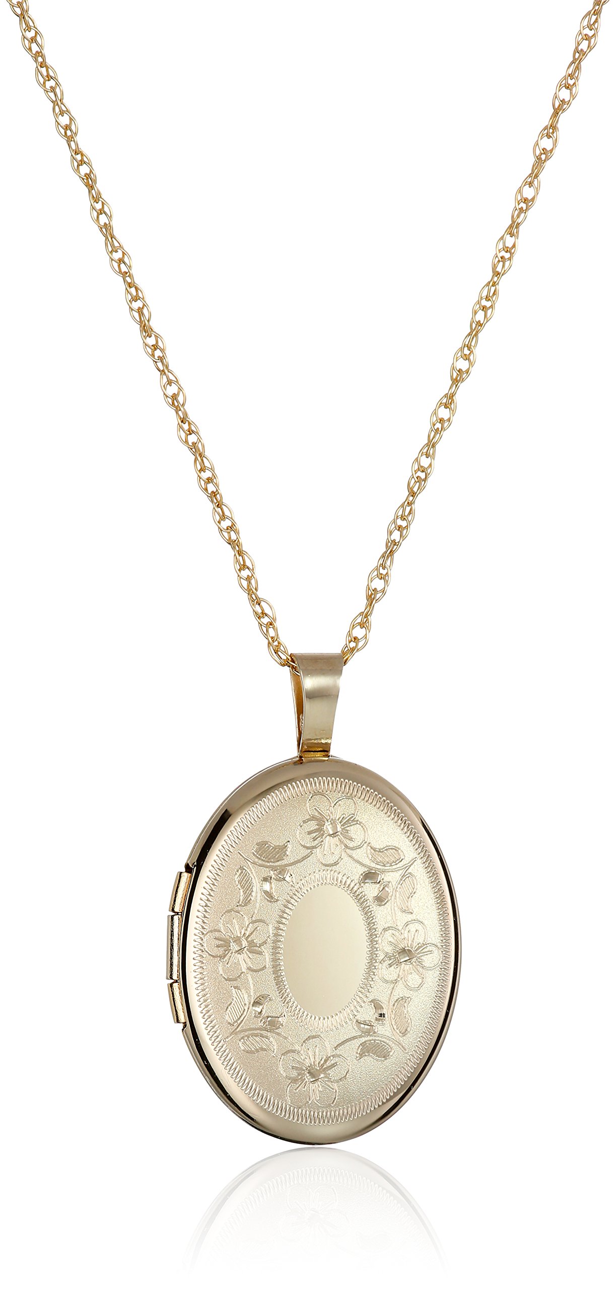 Amazon Essentials Oval Hand Engraved Locket Necklace - 18 Inch Silver Pendant with Customizable Photo Insert - Perfect for Gifts, Memorial Jewelry & Special Occasions