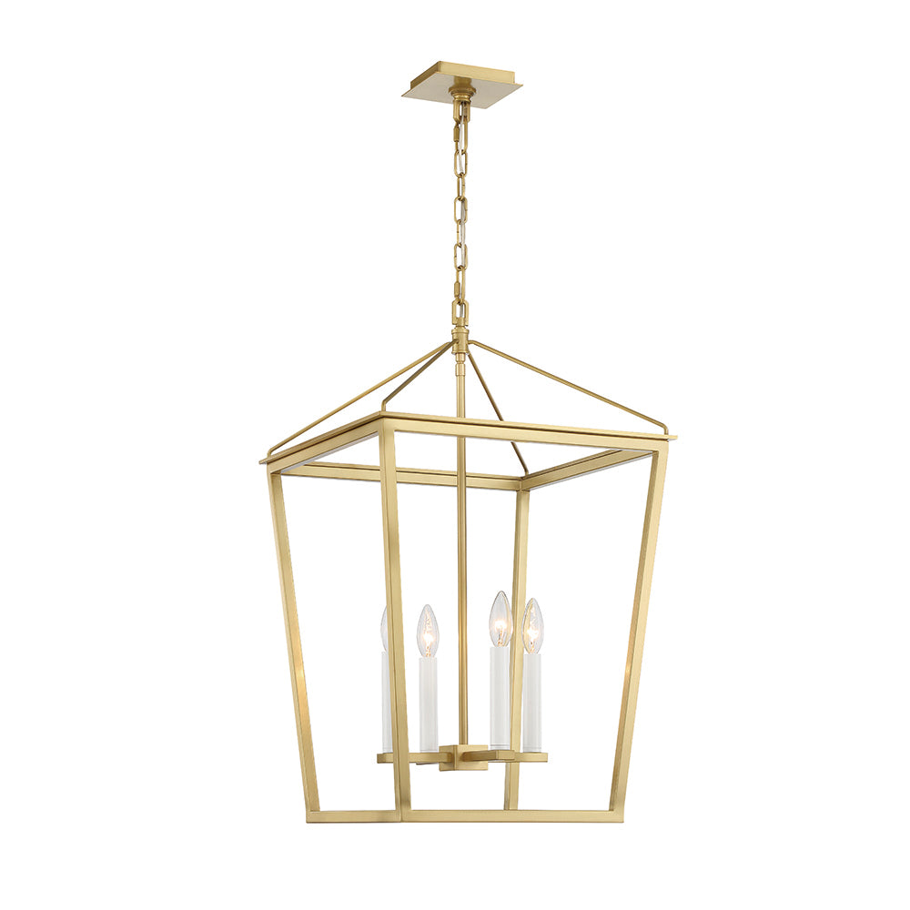 Lucent 4-Light Lantern in Aged Brass Finish - Large Vintage Style Outdoor Lighting for Patio, Garden & Porch Decor