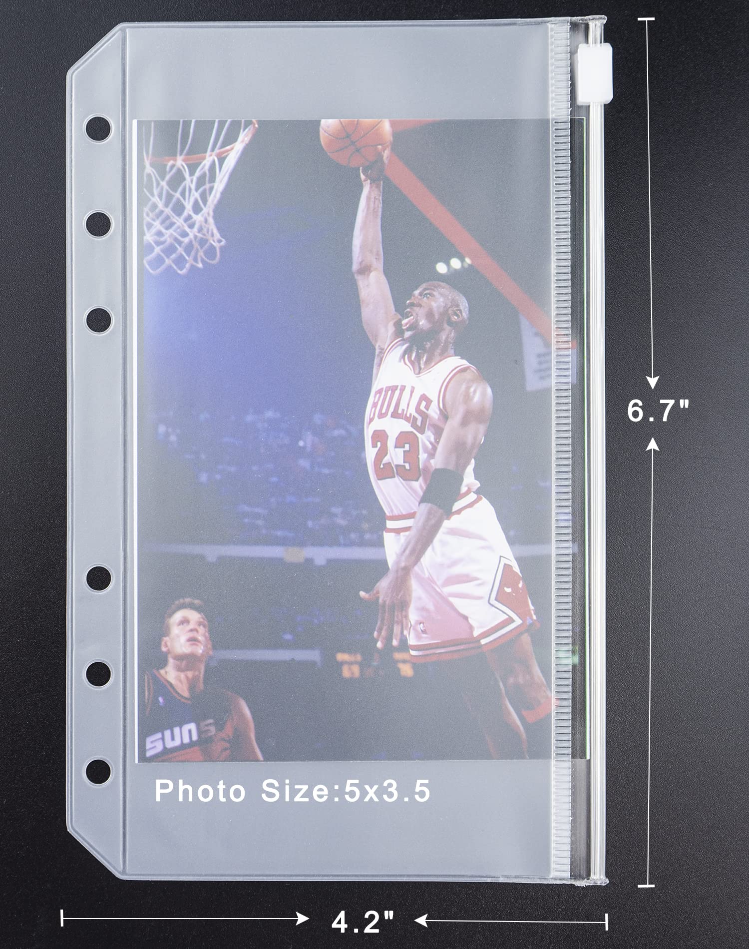 6-Pack A6 Binder Pockets - 6-Hole Waterproof Zipper Folders for 6-Ring Binder | Clear Plastic Pouch Organizer for Bills, Cash, Cards, Receipts & Photos | Perfect for Office, School & Home Organization