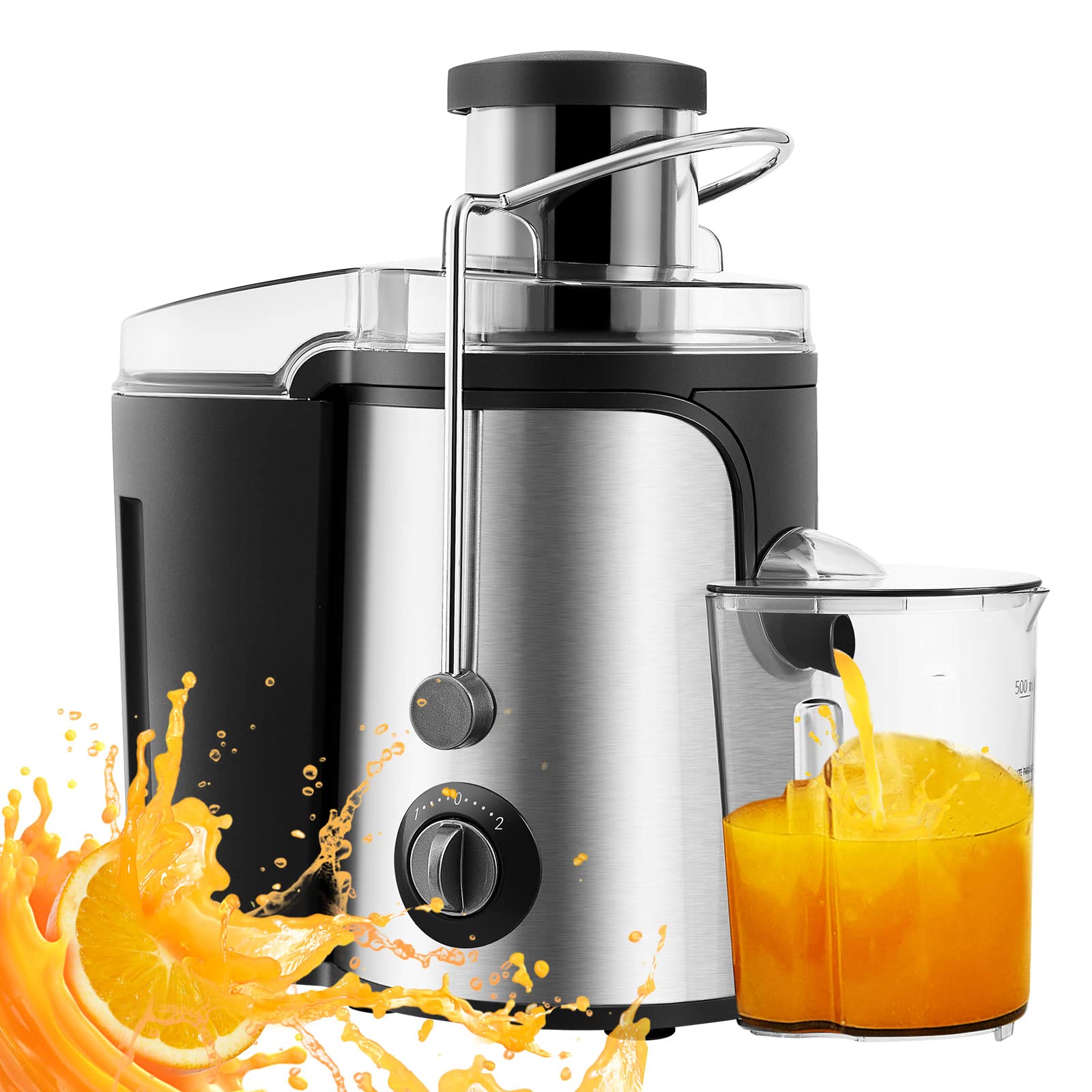 LEMROE 600W Electric Juicer Machine - High-Speed Centrifugal Juicer for Whole Fruits & Vegetables - Stainless Steel Juice Extractor with Wide Feed Chute - 2 Speed Settings - Easy to Clean - Perfect for Healthy Juicing at Home, Gym or Office