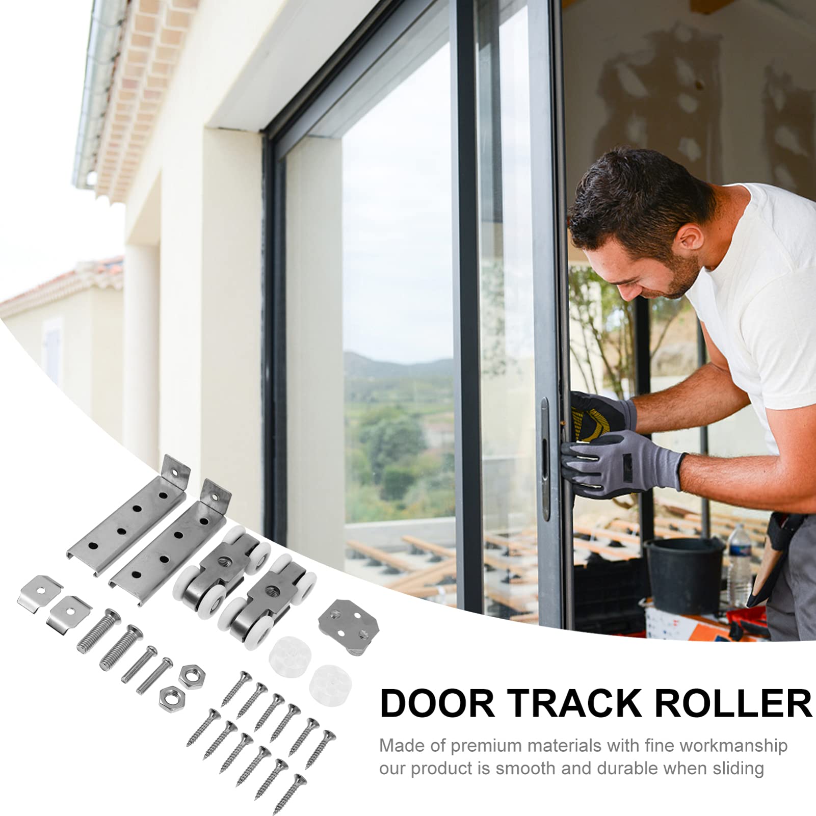 UKCOCO Sliding Door Pulley Set - Stainless Steel Roller Wheels for Toilet, Wardrobe & Barn Doors