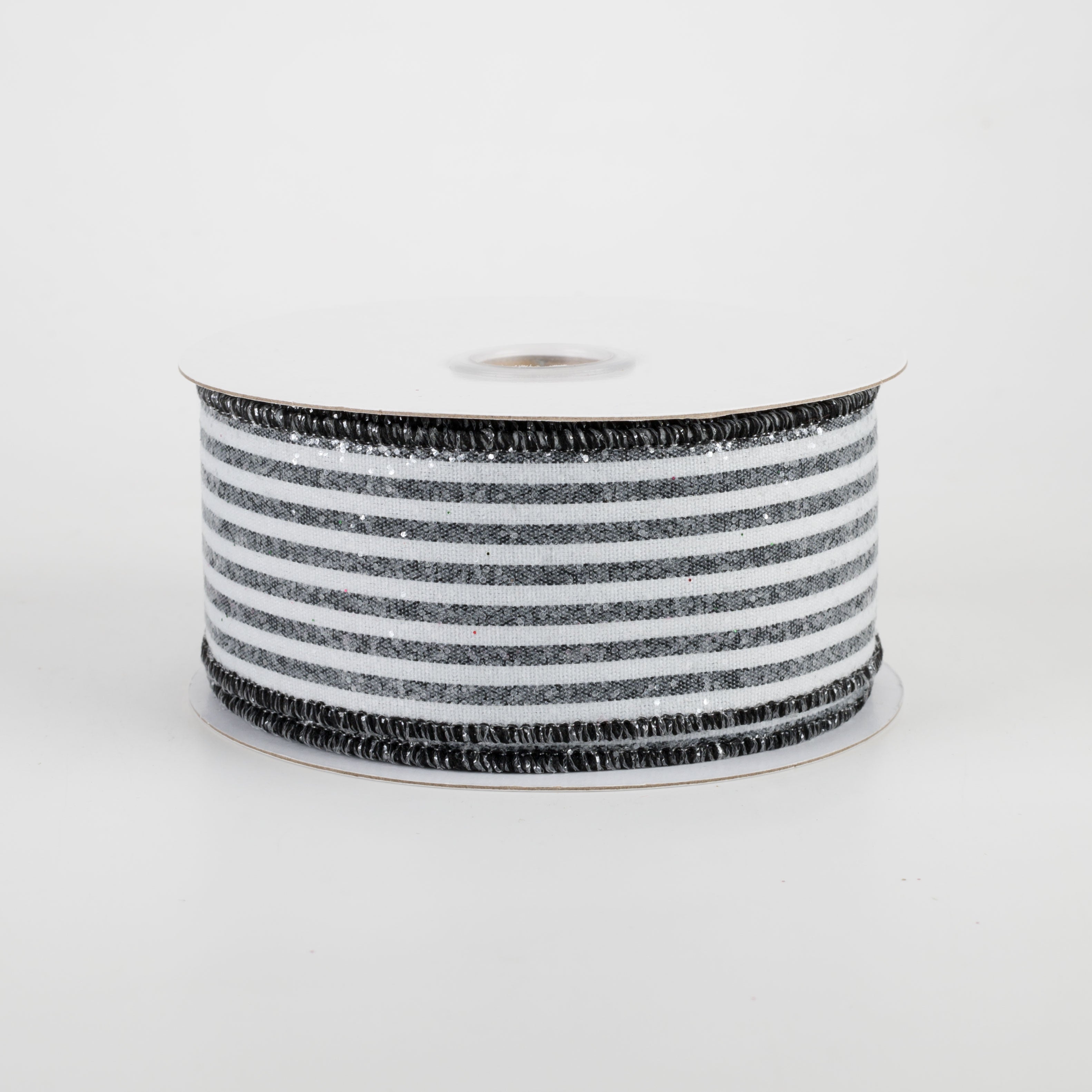 1.5 Inch Glittered Vertical Stripes Ribbon - Black & White (10 Yards) for Gift Wrapping, Party Decorations & DIY Crafts