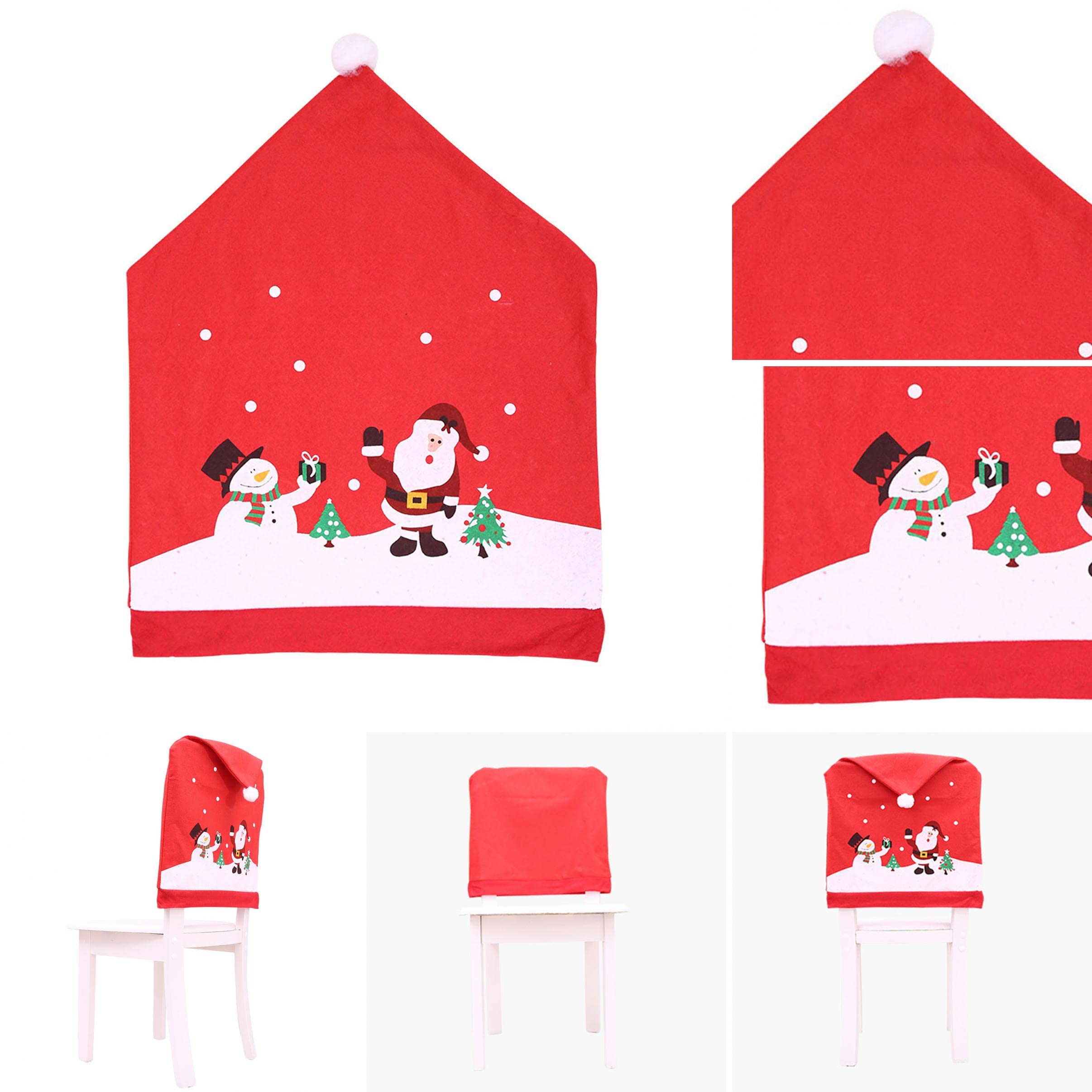 ZTGD Christmas Chair Covers - Festive Santa Claus Cap Design for Holiday Table Decor, Kitchen & Home Party Accessories | Perfect for Christmas Decorations, Dining & Celebrations