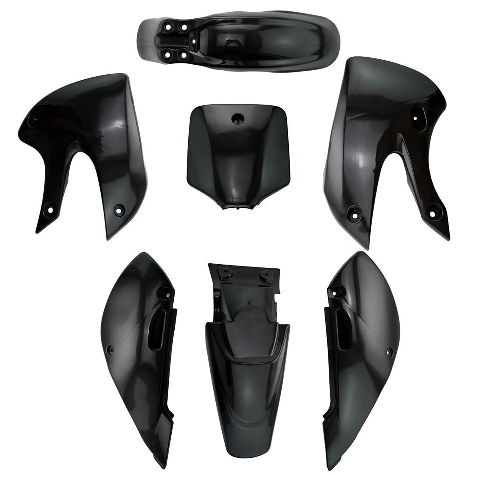 Black Plastic Fender Fairing Body Kit Set - 7 Piece CRF50 Chinese Mini Dirt Bike Replacement Parts | Perfect for Off-Road Racing & Trail Riding