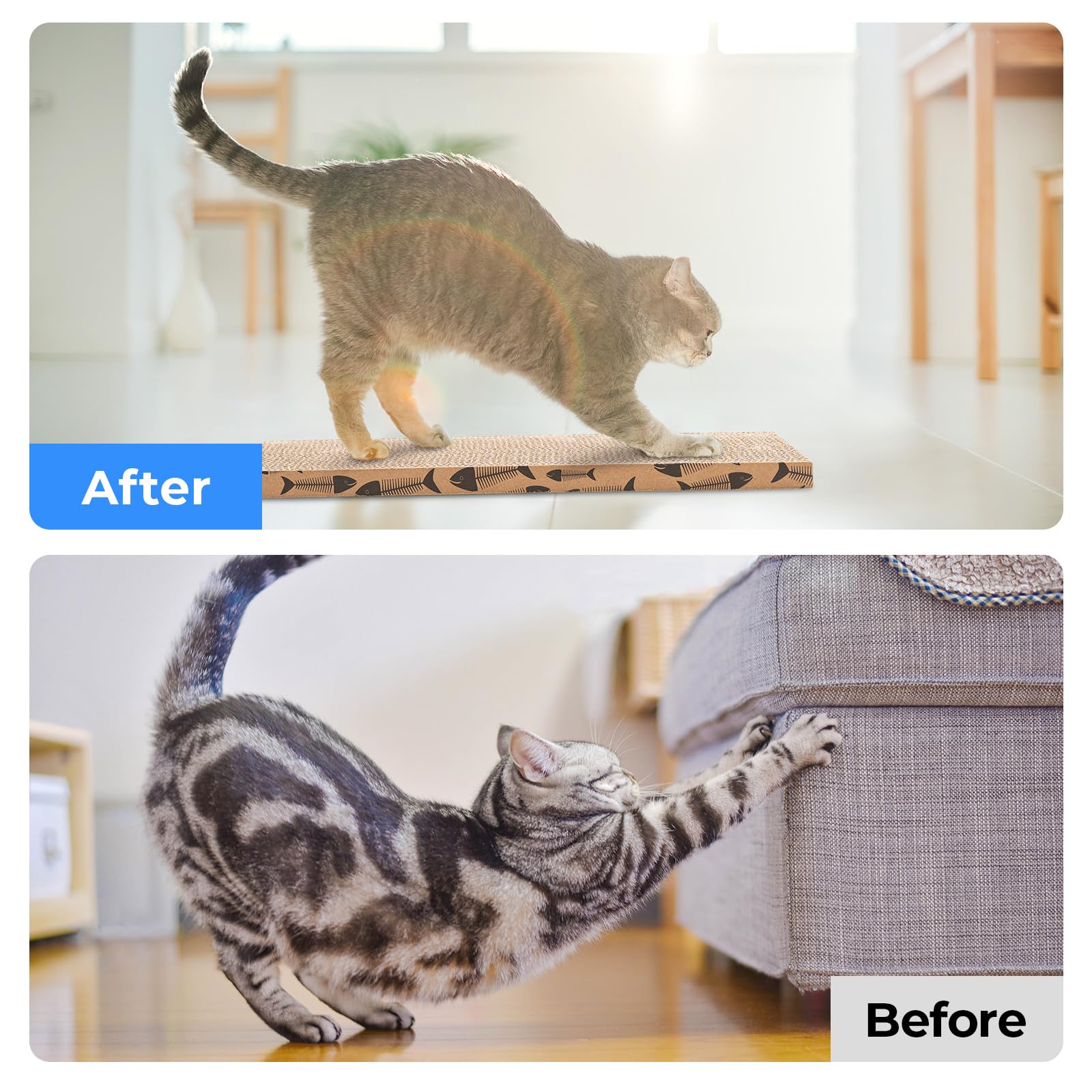 Mini Cat Scratching Board - Small Cardboard Cat Scratcher for Indoor Cats (2-Pack) - Perfect for Kittens & Adult Cats to Trim Nails & Play