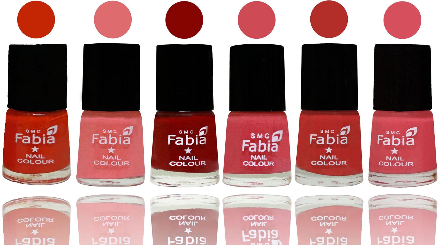 SMC Fabia Shine Bright Glossy Nail Polish Set - 6 Vibrant Colors, Long Lasting & Chip Resistant Nail Paint Kit (03198) - Perfect for Manicures, Pedicures, Nail Art & Special Occasions