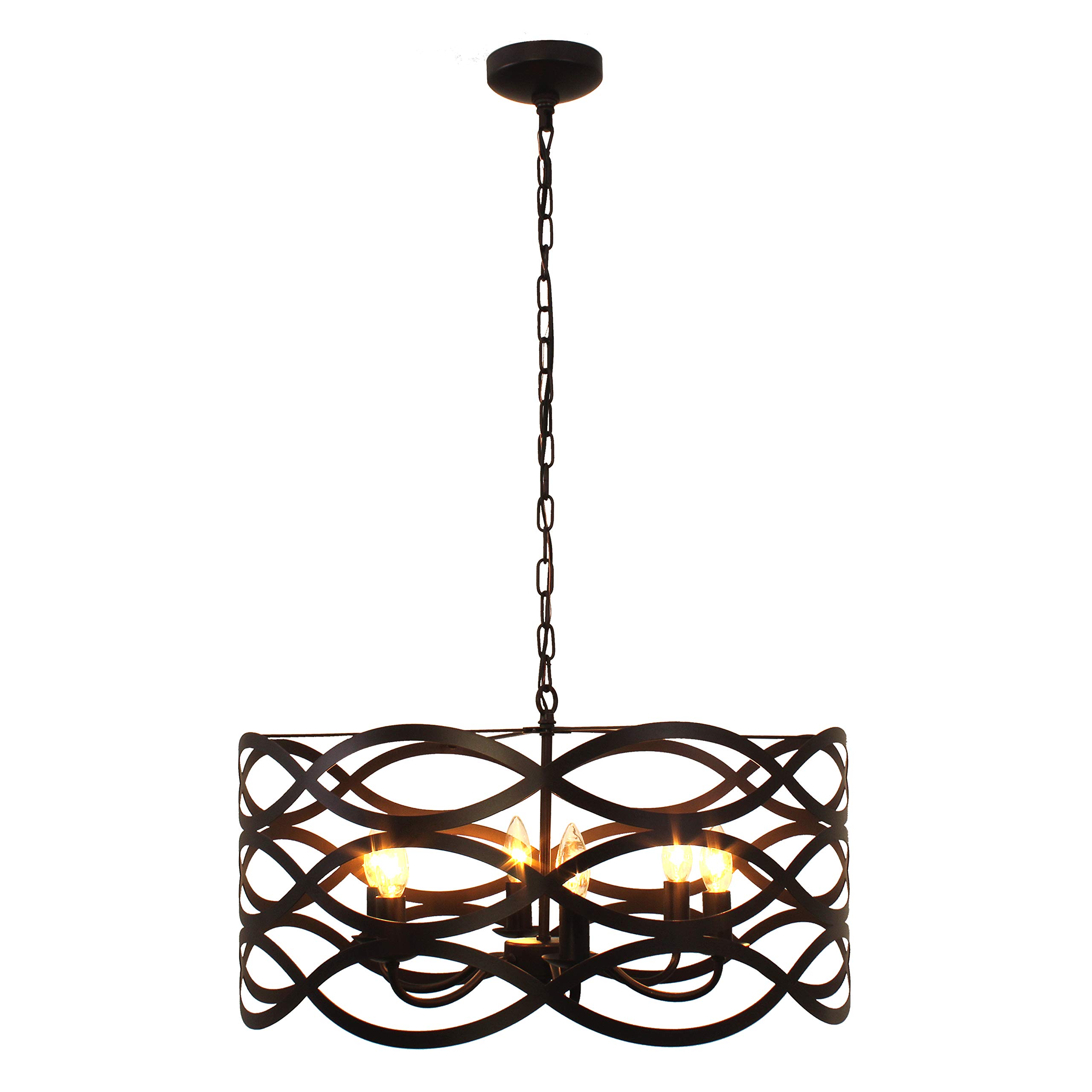 6-Light Oil Rubbed Bronze Ceiling Pendant Light Fixture - 24