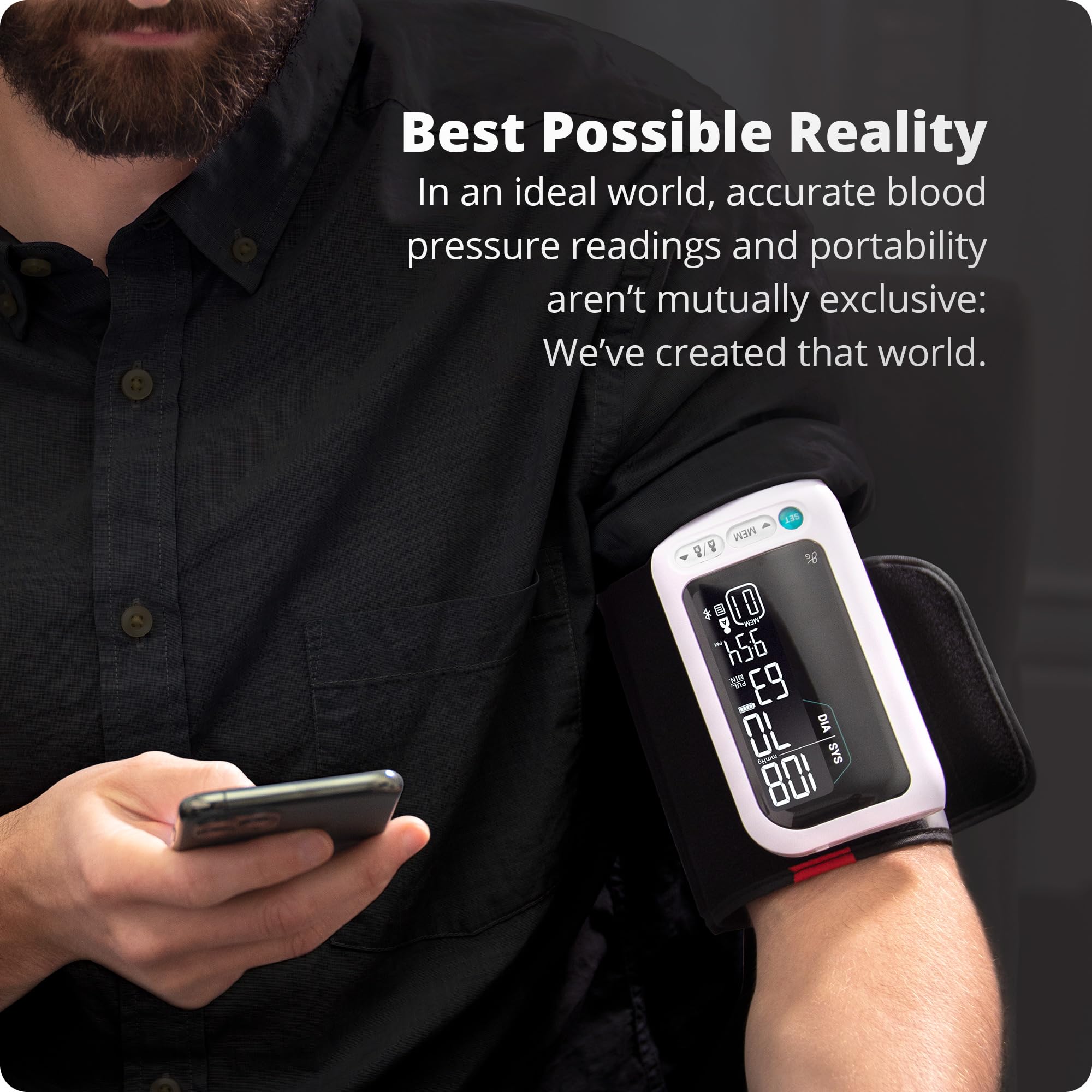 Greater Goods Bluetooth Blood Pressure Monitor - Automatic Upper Arm Cuff, Wireless Sync with iOS/Android App for Easy Tracking | Ideal for Home Health Monitoring & Fitness Enthusiasts