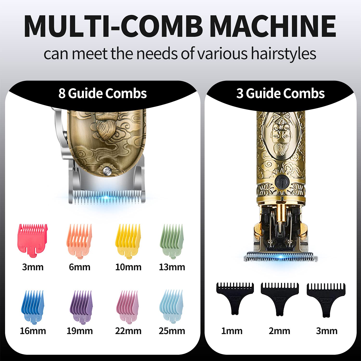 Roziapro Professional Cordless Hair Clippers for Men - T-Blade Trimmer & Beard Trimmer, Rechargeable Electric Hair Clipper with Gold Knight Grooming Kit (Gold) | Perfect for Home Barbering, Beard Grooming & Personal Styling
