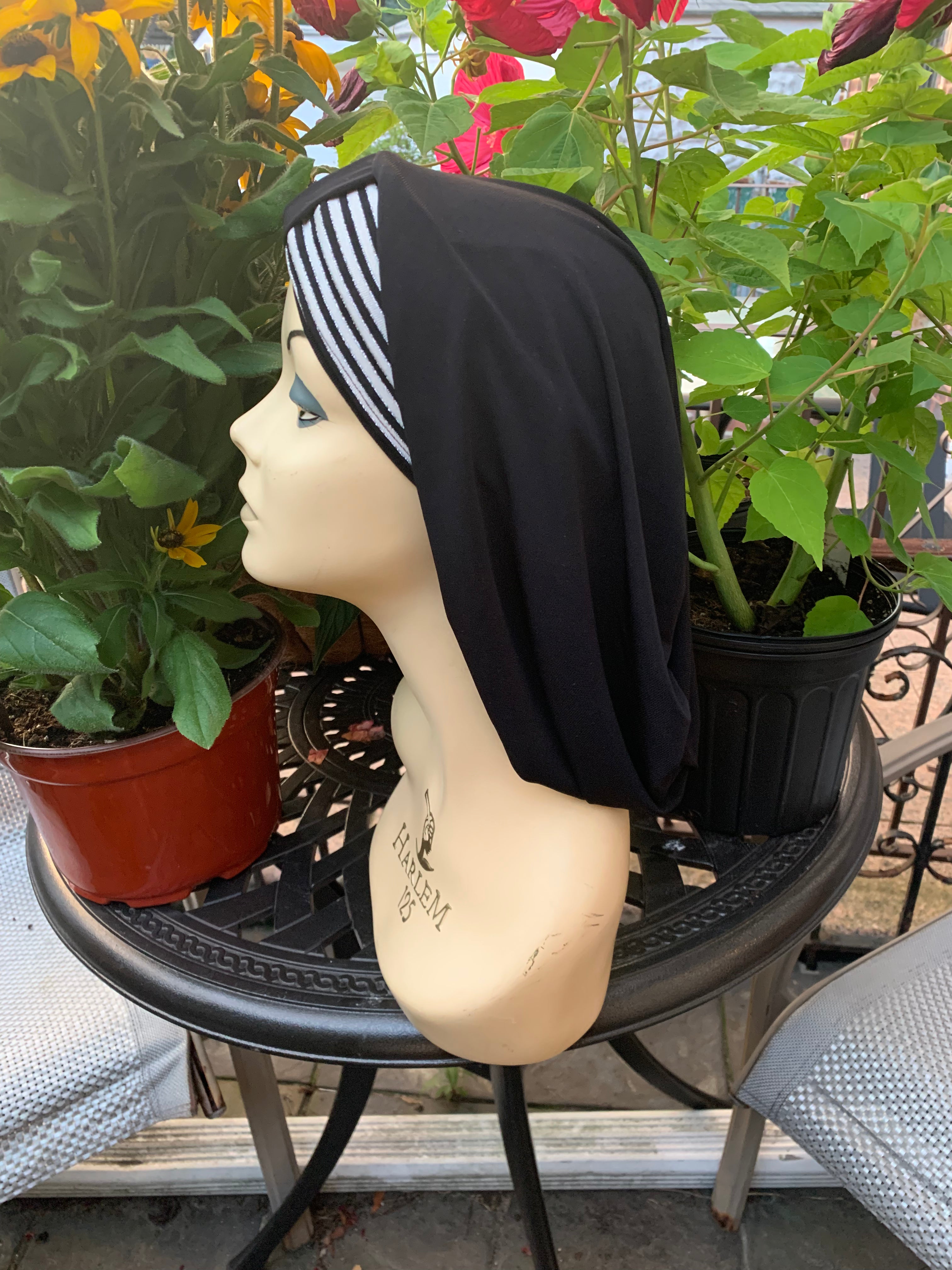 Black Turban Snood Headwrap - Stylish & Versatile Hair Cover for Women - Perfect for Yoga, Workouts, and Everyday Fashion