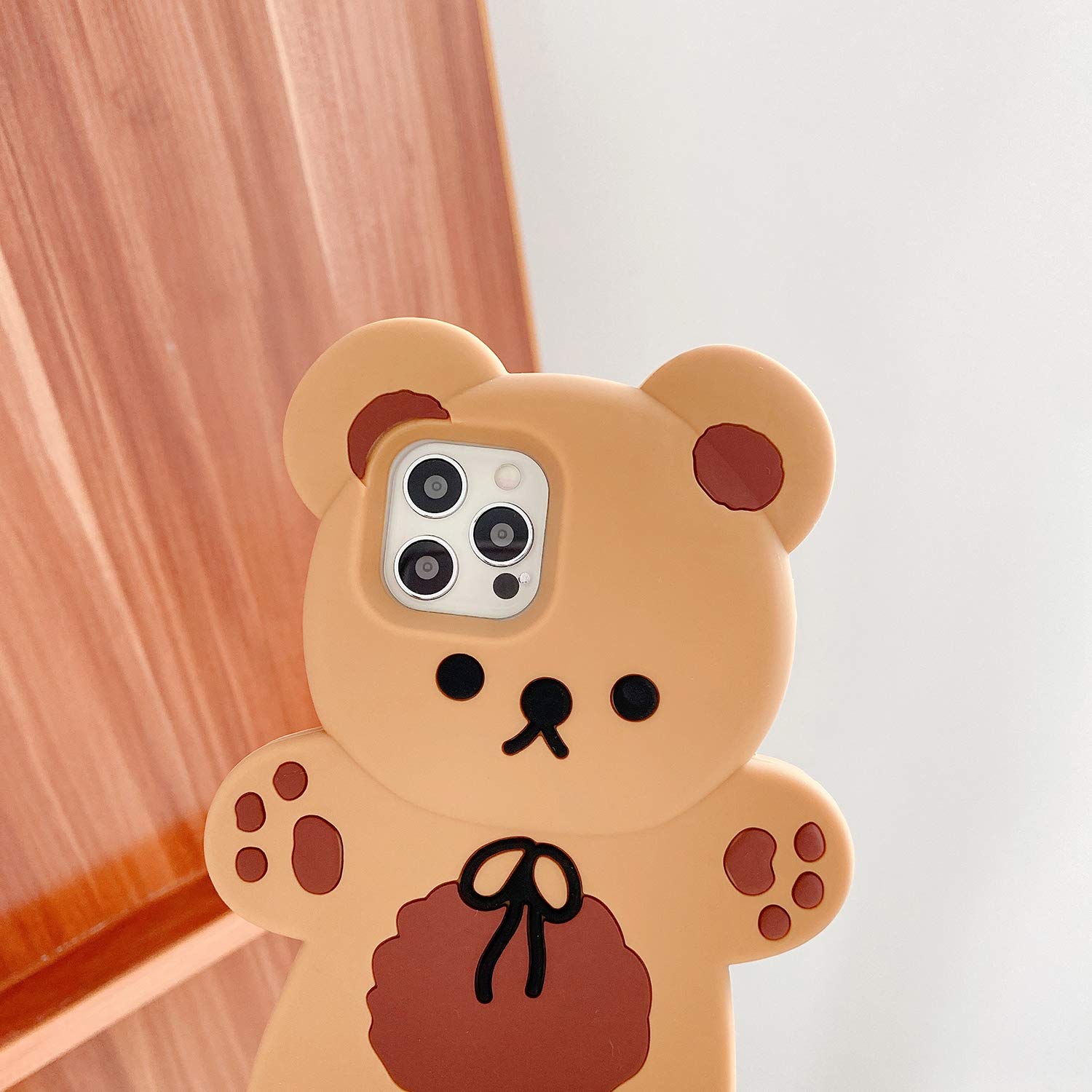 Cute Cartoon Bear Phone Case for iPhone 13 - 3D Soft Silicone Shockproof Cover with Keychain Teddy Bear Charm | Kawaii Yatchen Case for Women & Girls | Perfect Gift for Birthday, Valentine's Day & Daily Use