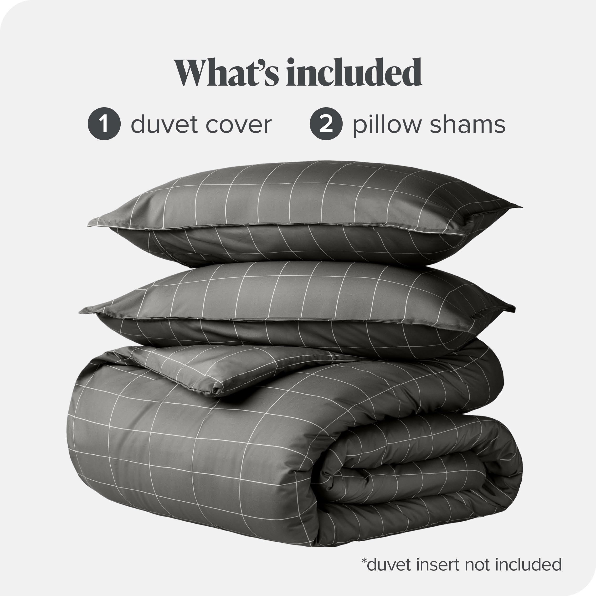 Bare Home Premium 1800 Super Soft Duvet Cover Set - Lightweight & Breathable King/California King Size Bedding - Grey & White Grid Pattern for Cozy Bedroom Decor