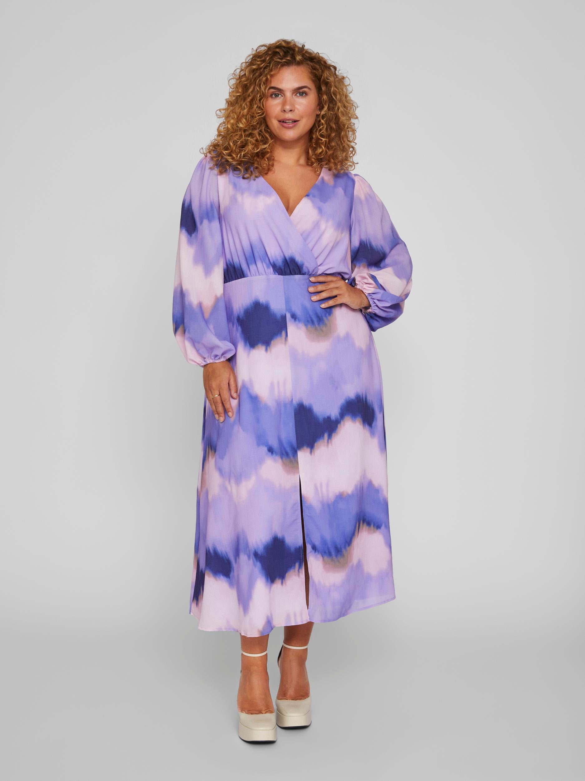 Elegant IRA V-Neck Dress in Sweet Lavender - Flowy Women's Summer Dress for Casual Outings & Date Nights
