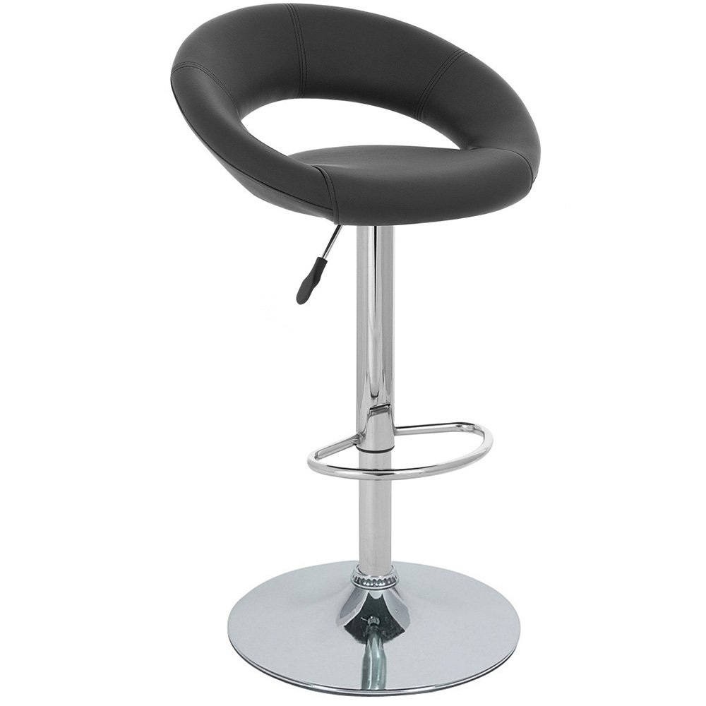 Rho Leather Modern Adjustable Height Bar Stool - Black Licorice, Perfect for Kitchen Island & Home Bar