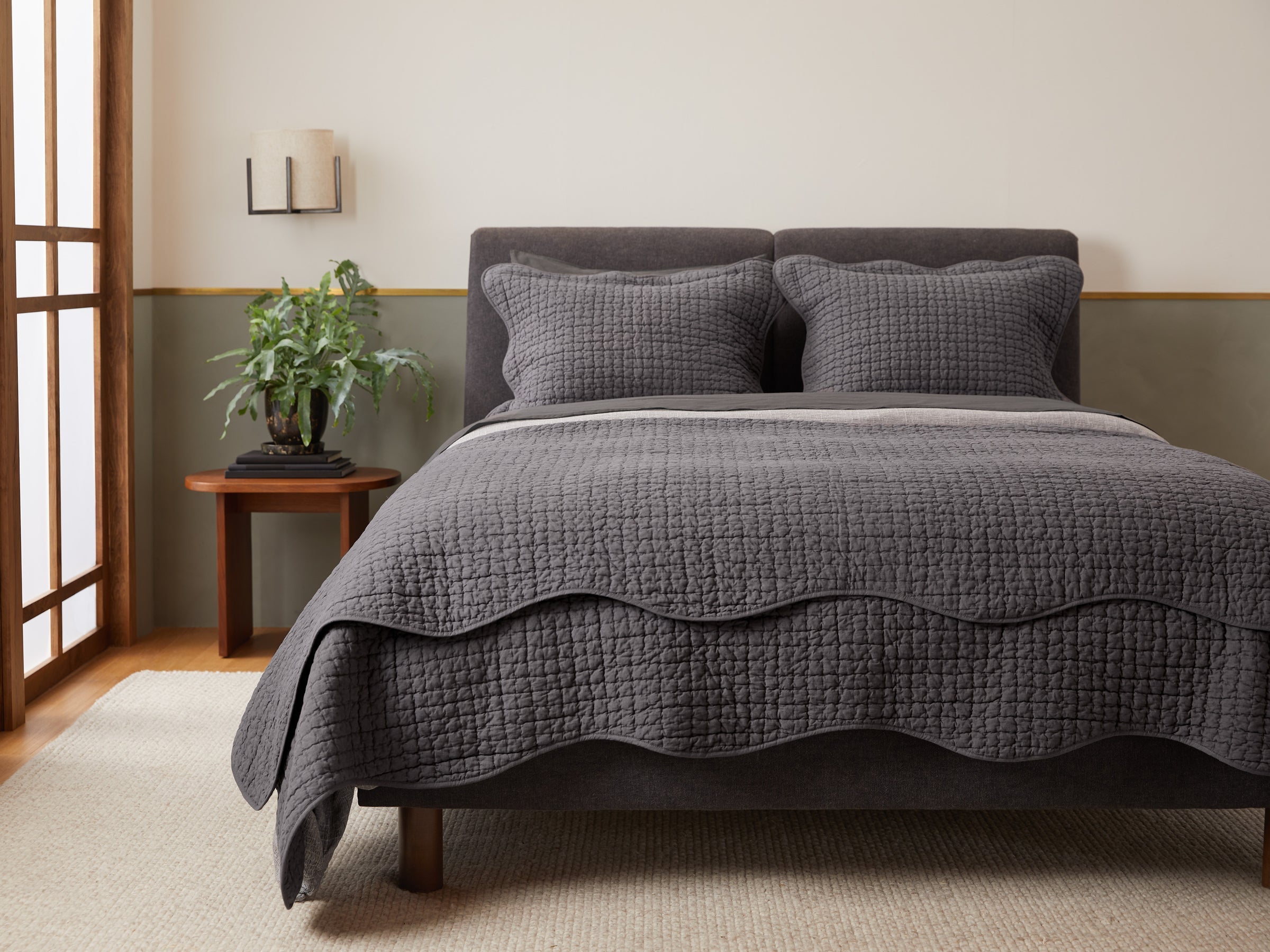 Scalloped Sham Set - Elegant Bedding Pillow Covers for Queen & King Size Beds - Perfect for Master Bedroom, Guest Room, and Home Decor