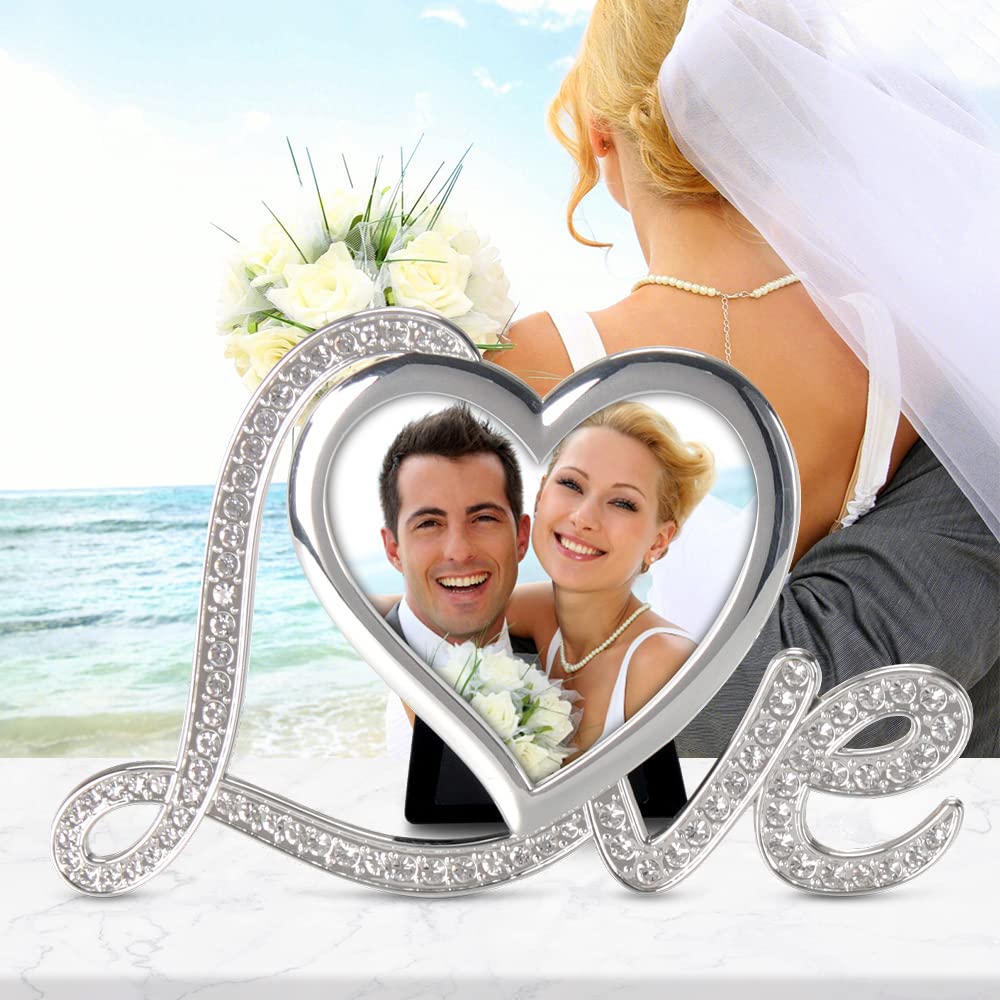 Elegant Silver Heart Photo Frame - 3x3 Inch for Wedding & Valentine's Gifts - Home Decor