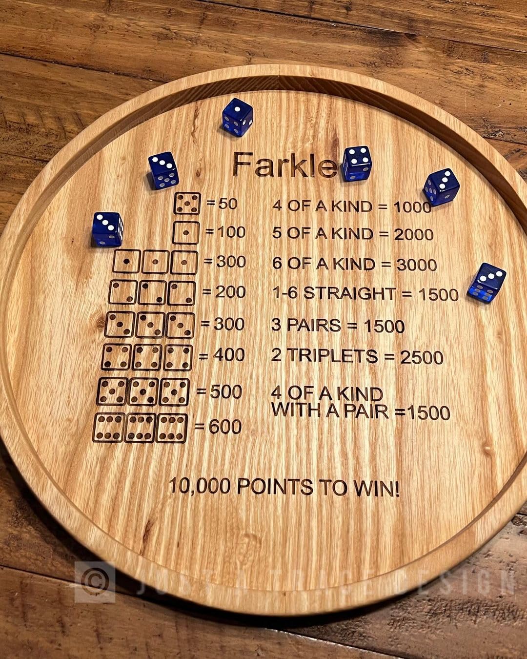 Premium Farkle Dice Game Set with Wooden Tray & Scoreboard - 12 Pearl Dice, Dry Erase Marker - Classic Family Board Game for Adults & Kids - Perfect for Camping Trips, Game Nights & Holiday Gatherings (14 Inch)