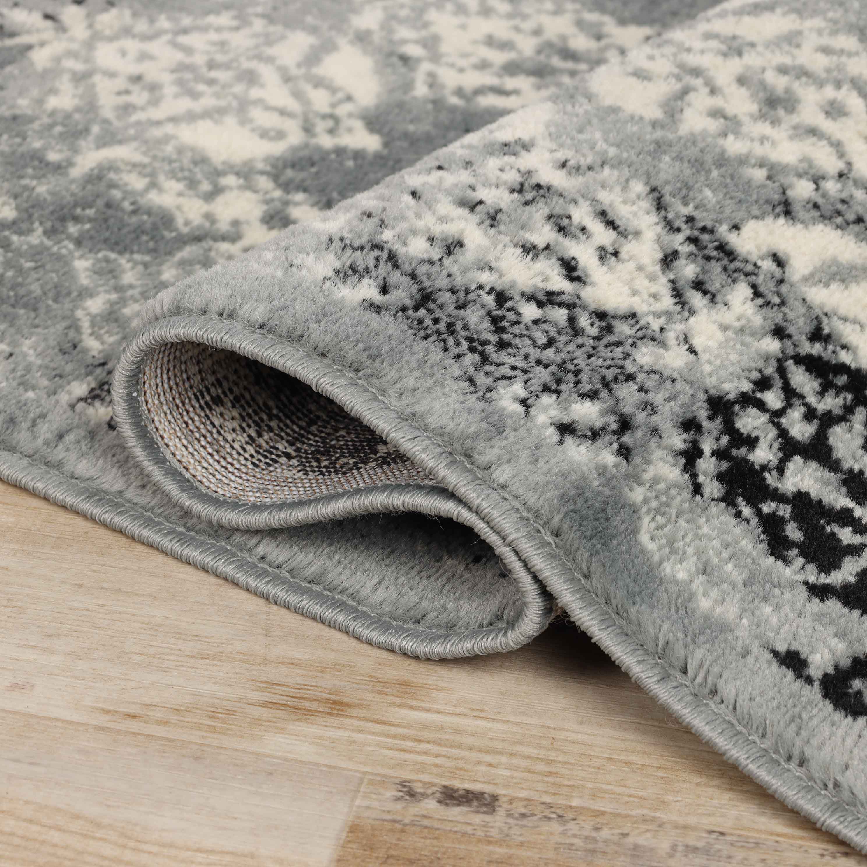Stylish Modern Damask Indoor Area Rugs & Runners - Non-Slip Soft Living Room Carpet for Bedroom, Hallway, Entryway - Home Decor Floor Mat