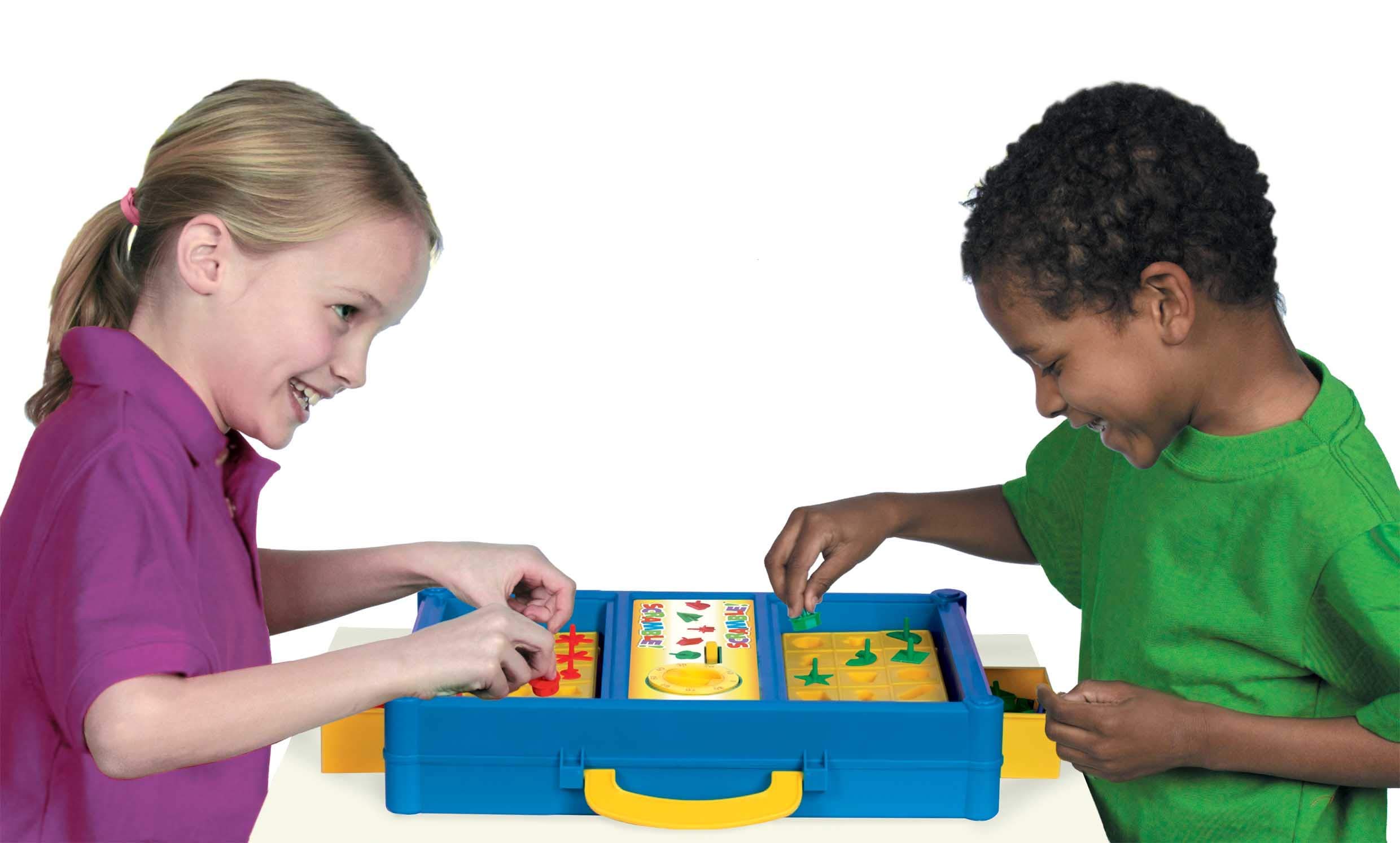 MUKIKIM Scramble - Fun Shape Matching Family Board Game for Kids & Adults | Fast-Paced Sorting Game with Timer | Solo or Multiplayer | Includes 12-Shape Junior Plates | Perfect for Family Game Night, Classroom Learning & Party Entertainment