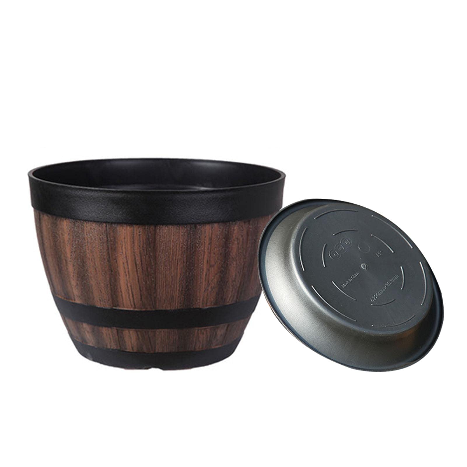 VALINK Wooden Flower Pots - Vintage Style Whiskey Barrel Planter for Indoor & Outdoor Garden, Yard, Patio - Perfect for Succulents, Herbs & Home Decor