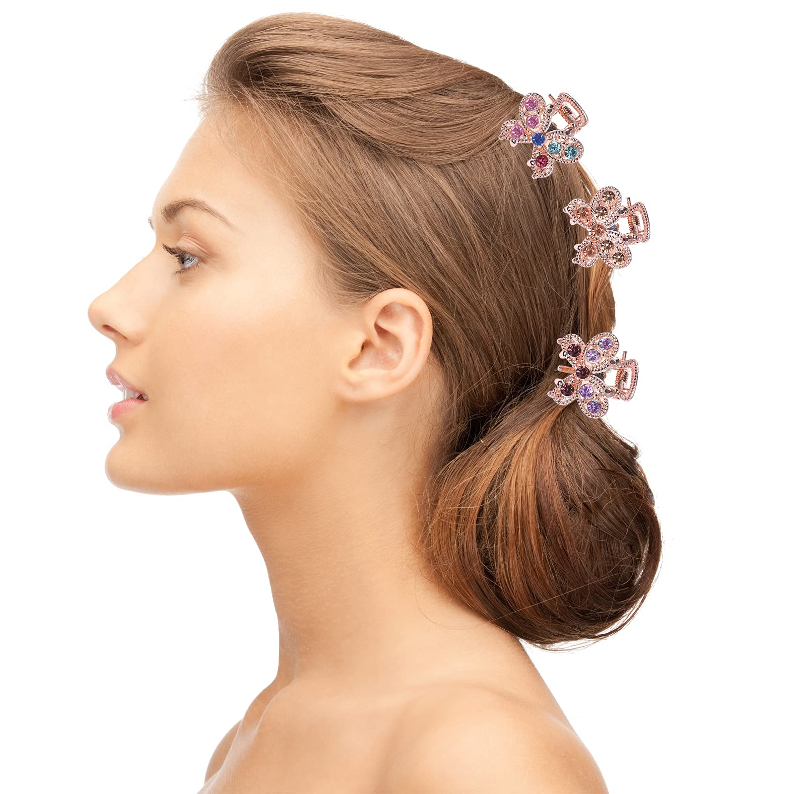 10PCS Rhinestone Hair Claw Clips - Crystal Metal No-Slip Hair Grips for Women & Girls | Mini Butterfly Bangs Clip & Bow Hair Claw | Perfect for Parties, Weddings, and Everyday Hairstyling