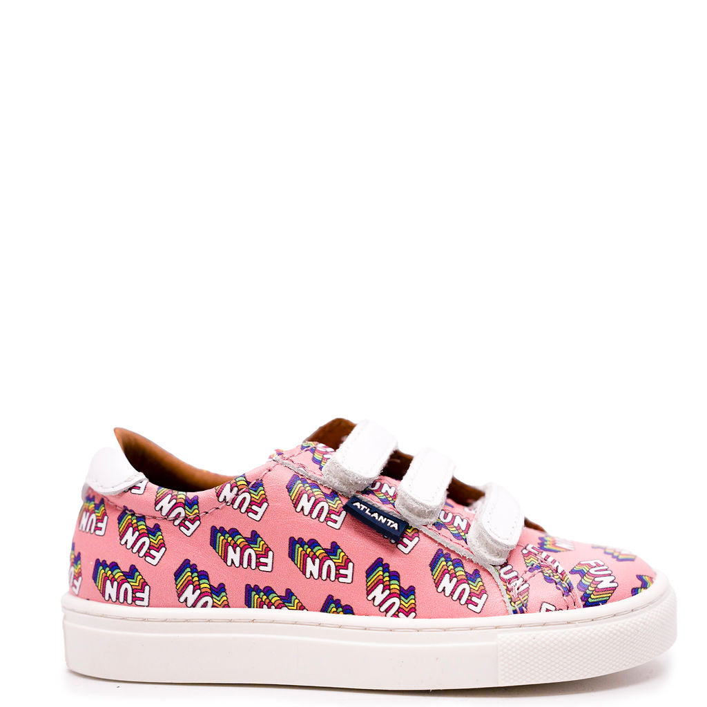 Atlanta Moccasin Pink Fun Print Velcro Sneakers for Women - Comfortable Slip-On Casual Shoes for Walking, Work & Everyday Wear