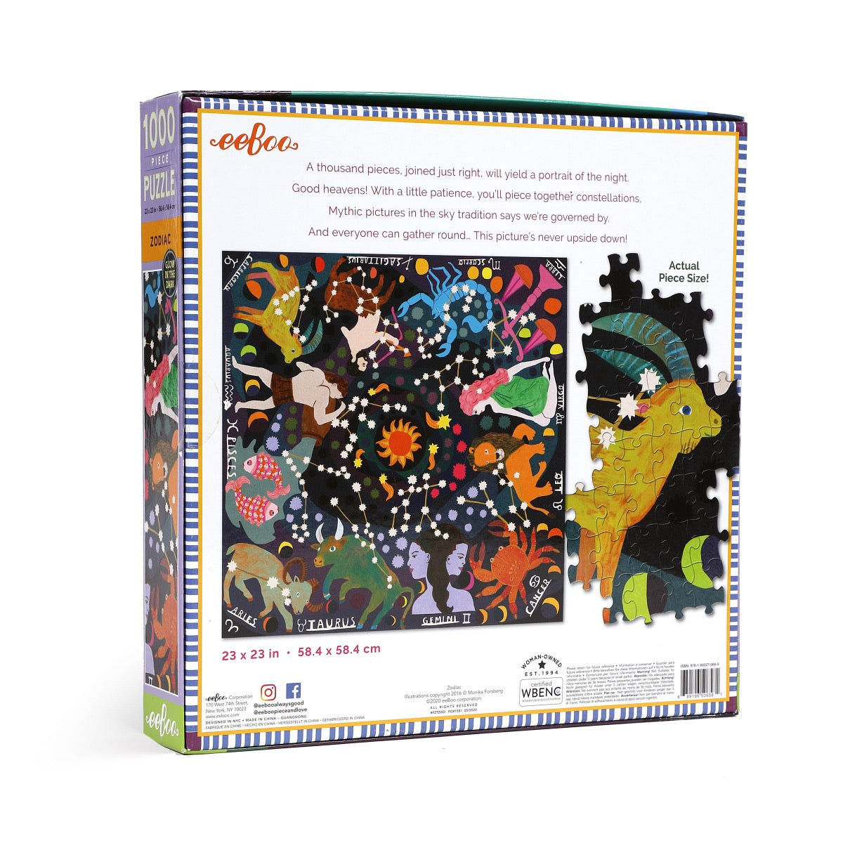 eeBoo Zodiac 1000 Piece Glow In The Dark Jigsaw Puzzle - Family Game Night Activity for Adults & Kids, Perfect for Home Entertainment & Party Fun