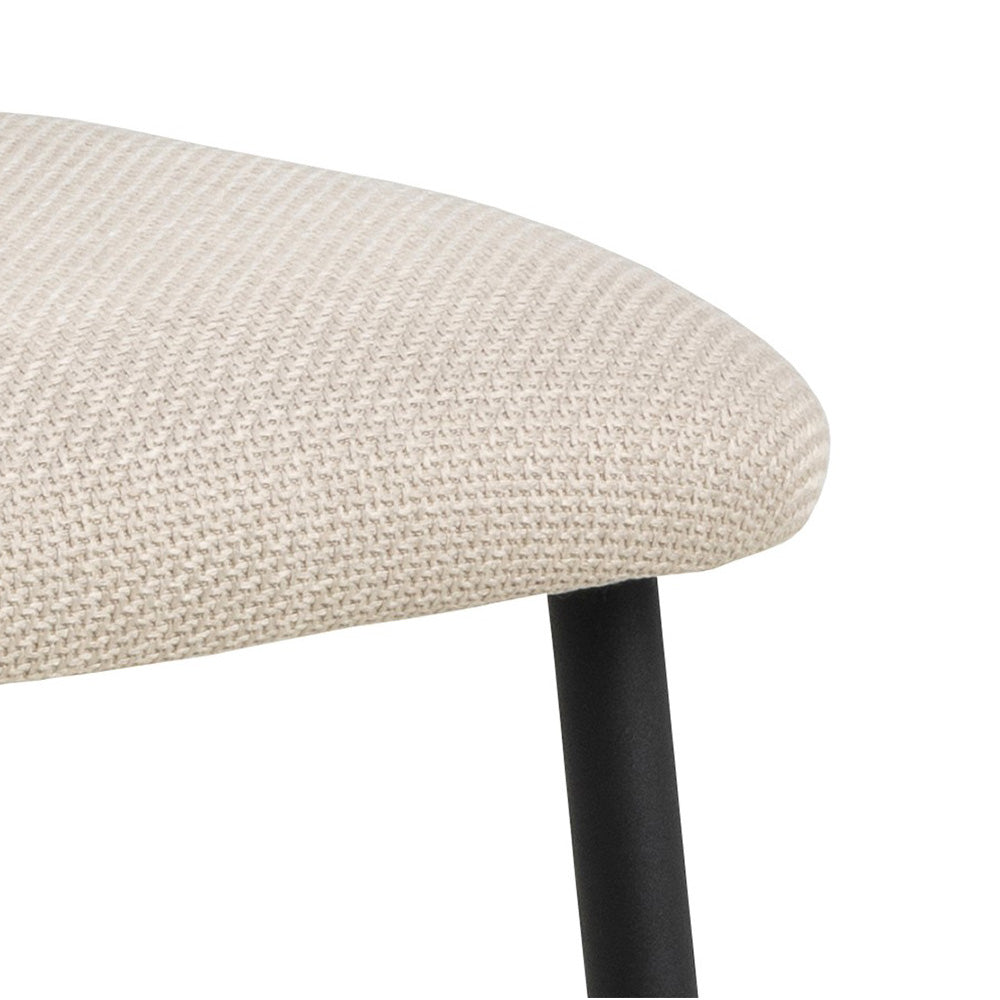 Denise Modern Dining Chair - Beige & Black Upholstered Seat - Sturdy Wooden Legs - Perfect for Kitchen, Dining Room & Office Use