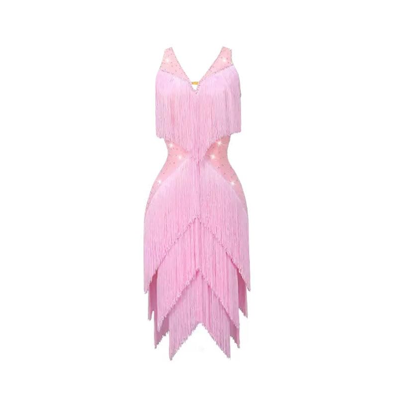 Professional Latin Dance Competition Dress - Cha Cha Tassel Skirt for Ballroom & Tango Performances | Solid Color Performance Costume for Competitions, Shows & Dance Classes