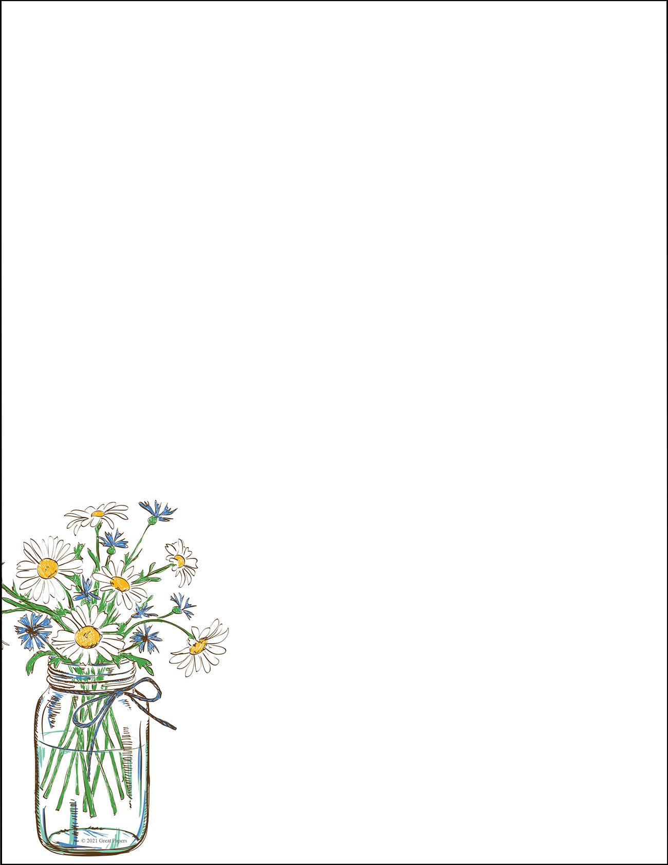 Premium Mason Daisies Letterhead Stationery Paper - 8.5