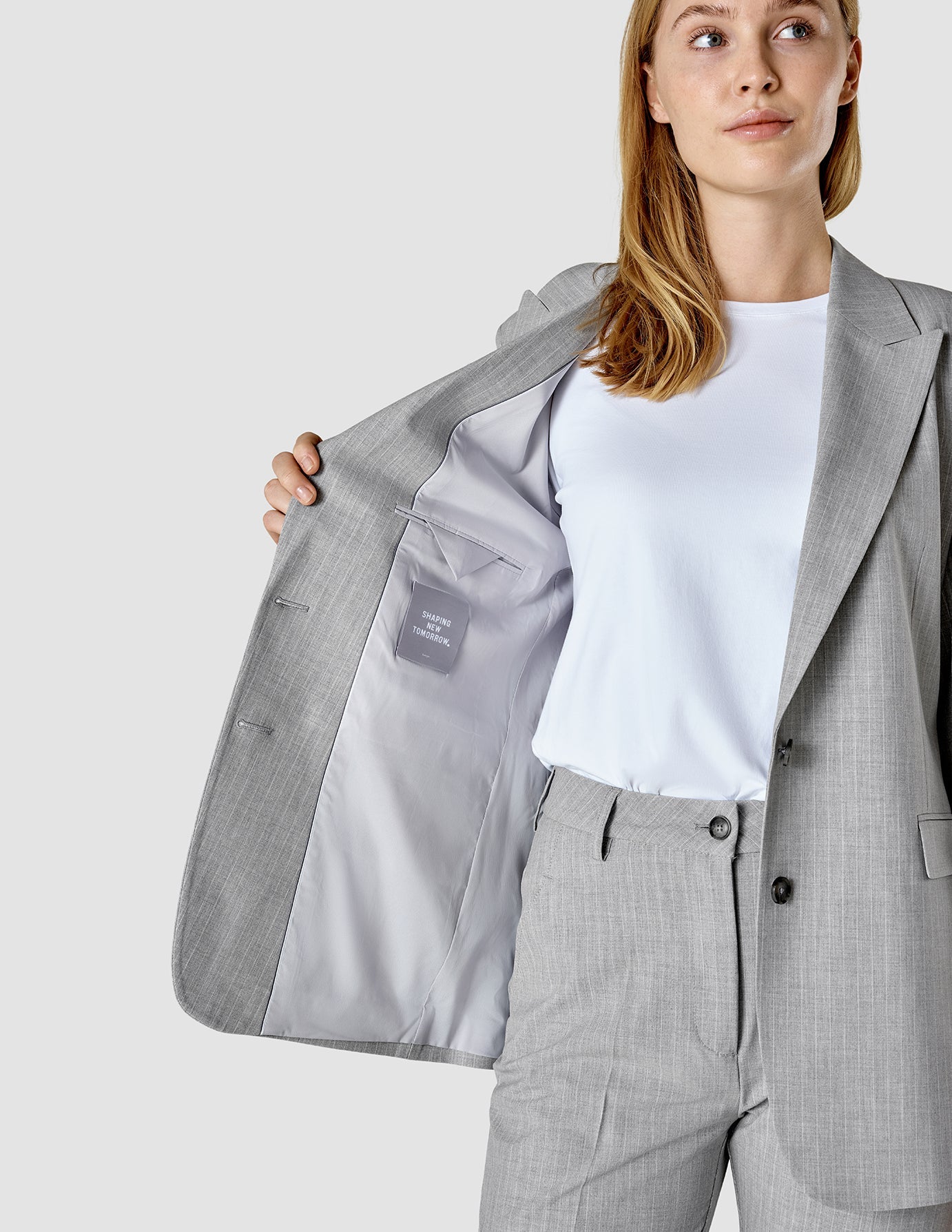 Essential Suit Tapered Light Grey Pinstriped - Premium Slim Fit Business Suit for Men | Perfect for Office, Interviews & Formal Events