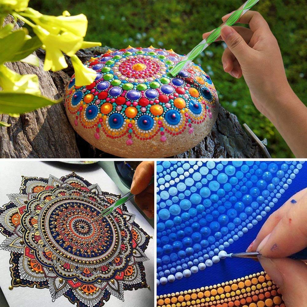13-Piece Mandala Dot Painting Tool Kit - 8 Acrylic Mandala Tools & 5 Dotting Pens for DIY Art, Canvas Painting, and Rock Decor - Perfect for Beginners and Professional Artists