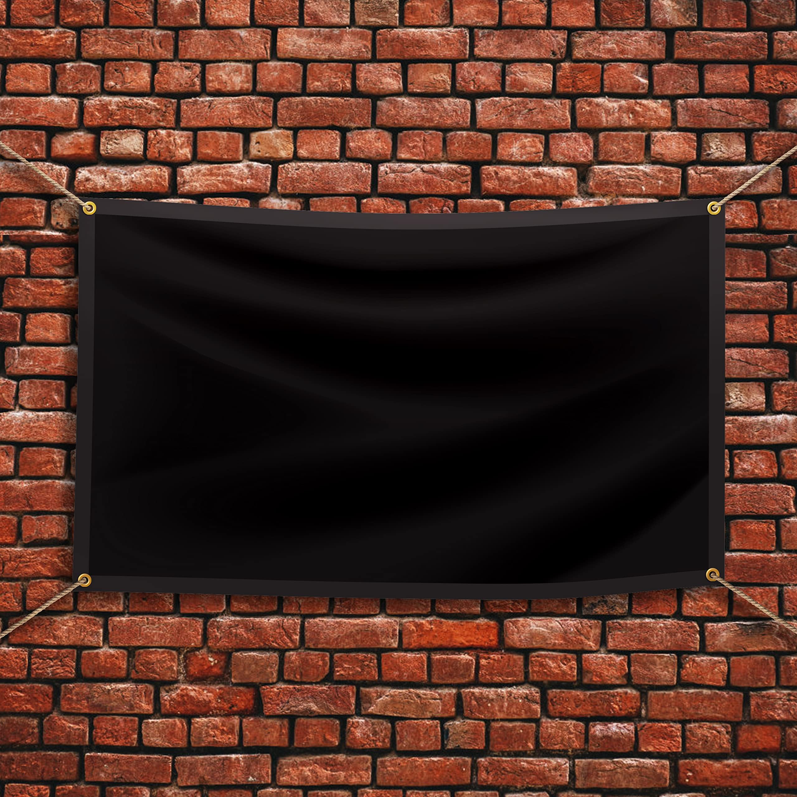 11oz Waterproof PVC Flex Blank Vinyl Banner - Lightweight, Foldable for DIY Projects - Schools, Home Office, Store Advertising - Indoor & Outdoor Use with Hemmed Edges & Grommets (6'x2', Black) - Perfect for Events, Trade Shows & Business Signage