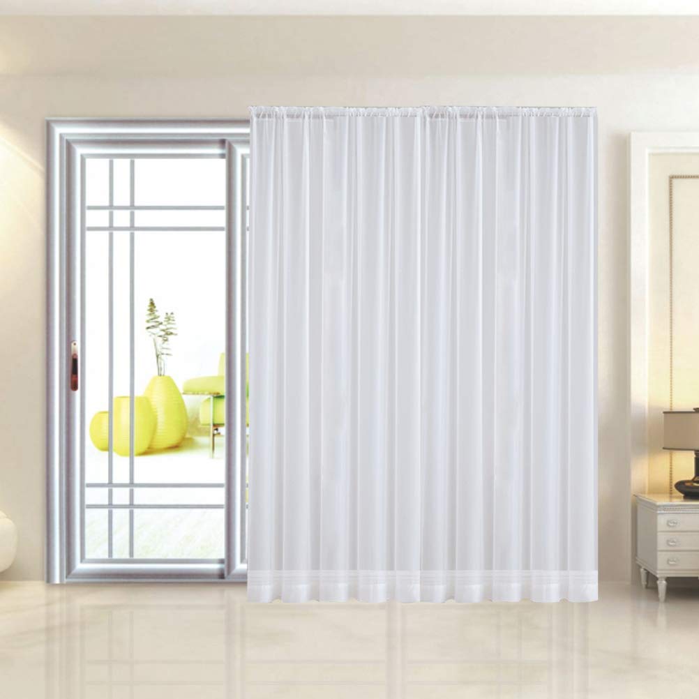 BESPORTBLE 2-Pack White Voile Sheer Curtains with Rod - Light Filtering Window Drapes for Living Room, Bedroom & Nursery