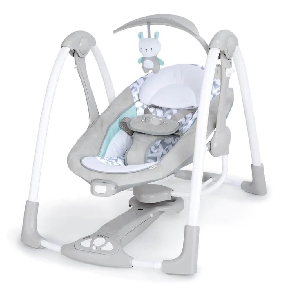 Bright Starts ConvertMe Swing to Seat - 2-in-1 Baby Swing & Bouncer | Portable Infant Rocker with Adjustable Speeds & Soothing Music | Perfect for Nursery, Living Room & Travel (Raylan One Size)