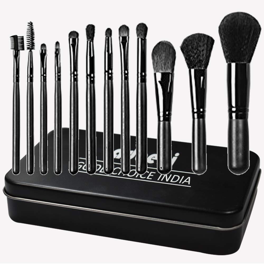 Professional Makeup Brush Set - 12 Piece Foundation, Concealer, Blending & Blush Brushes for Liquid & Powder Cosmetics | Premium Black Makeup Tools | Perfect for Everyday Makeup, Contouring & Professional Makeup Artist Kit